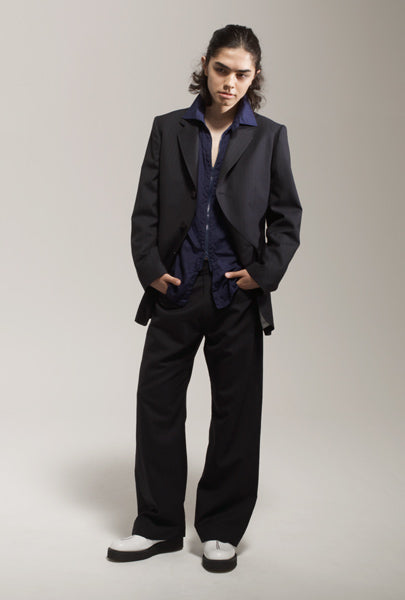 s/s 09 zip front shirt black ∙ cotton silk ∙ medium