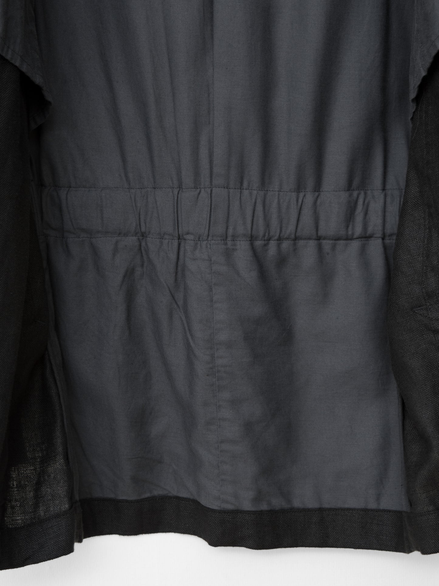 s/s 03 double zip field jacket black ∙ linen ∙ medium