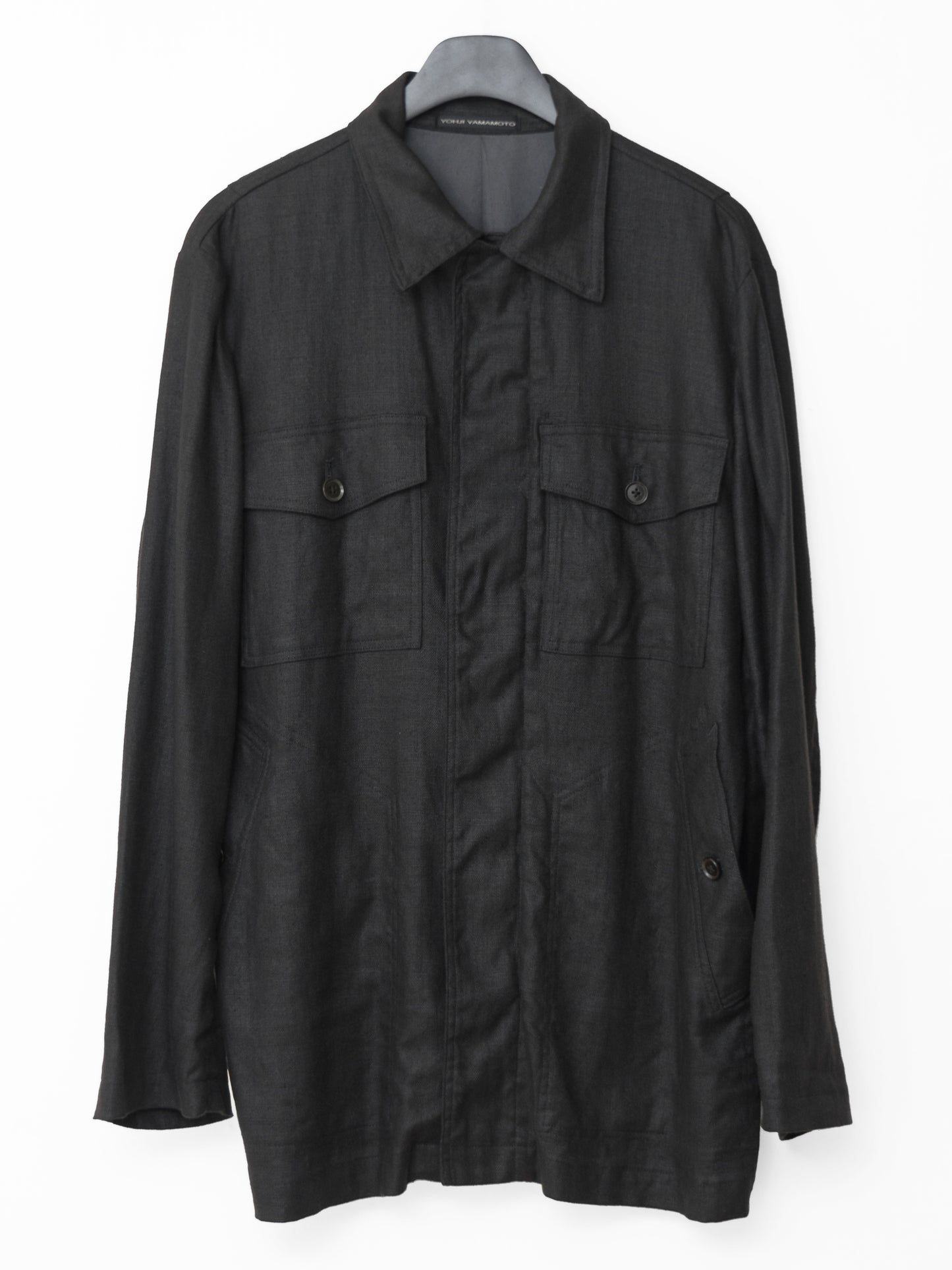 s/s 03 double zip field jacket black ∙ linen ∙ medium