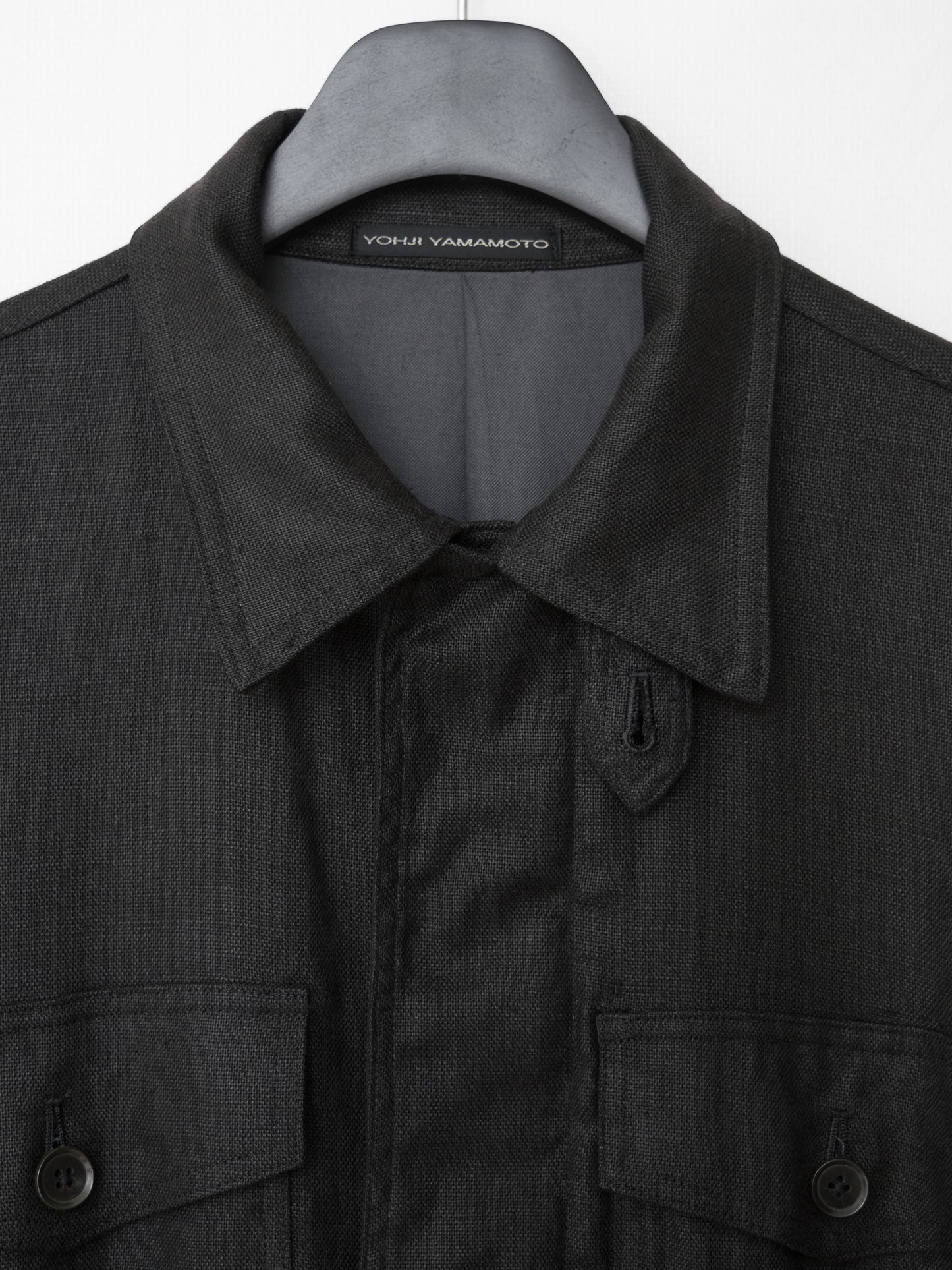 s/s 03 double zip field jacket black ∙ linen ∙ medium