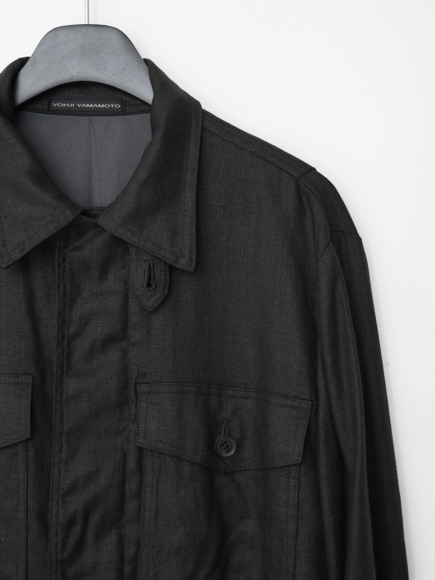 s/s 03 double zip field jacket black ∙ linen ∙ medium