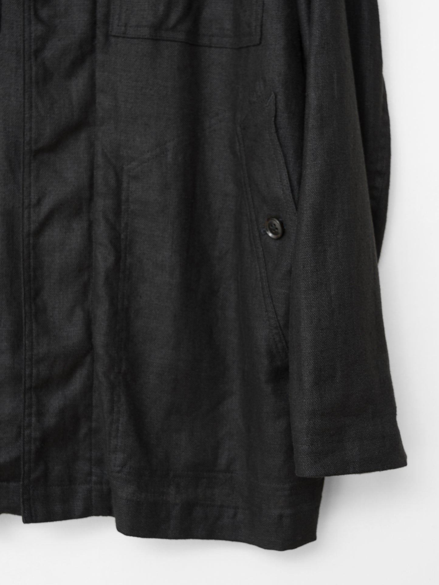 s/s 03 double zip field jacket black ∙ linen ∙ medium