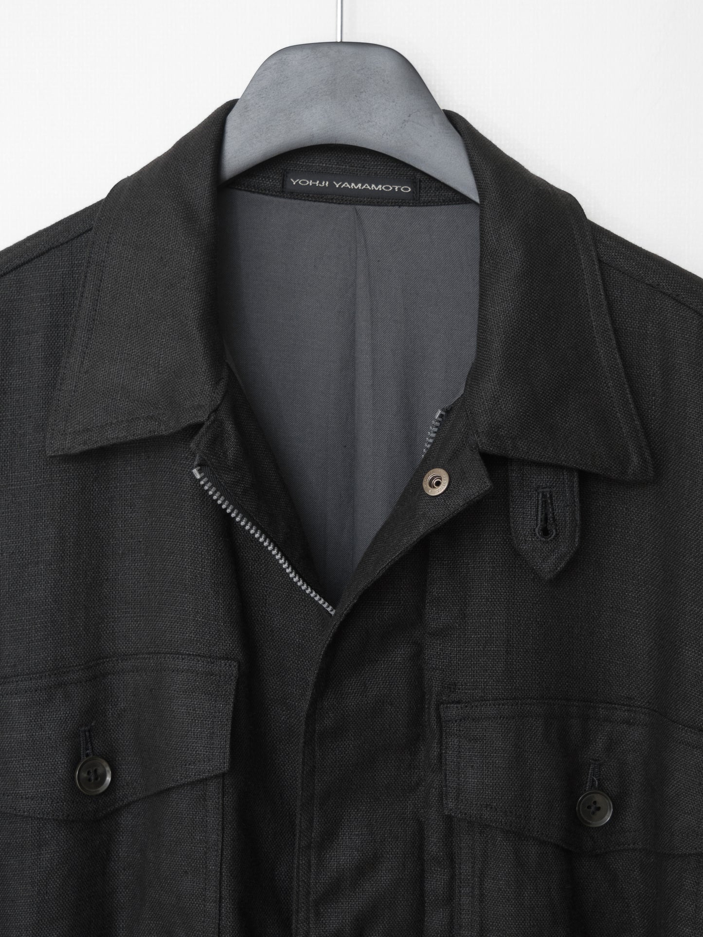 s/s 03 double zip field jacket black ∙ linen ∙ medium