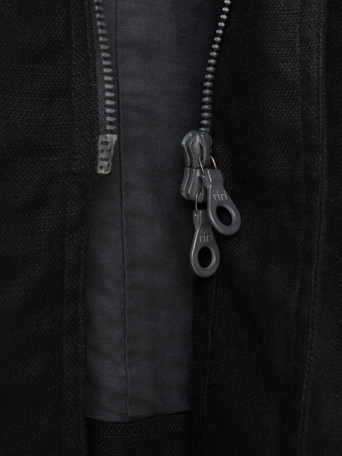 s/s 03 double zip field jacket black ∙ linen ∙ medium