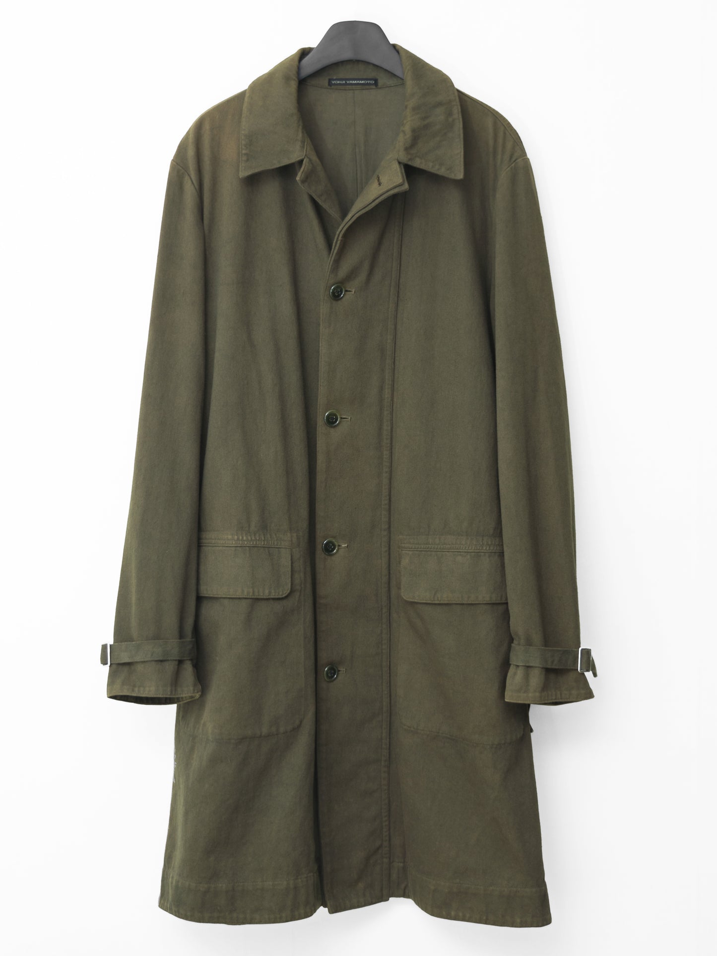 a/w 03 garment dyed motorcycle coat olive drab ∙ cotton ∙ large