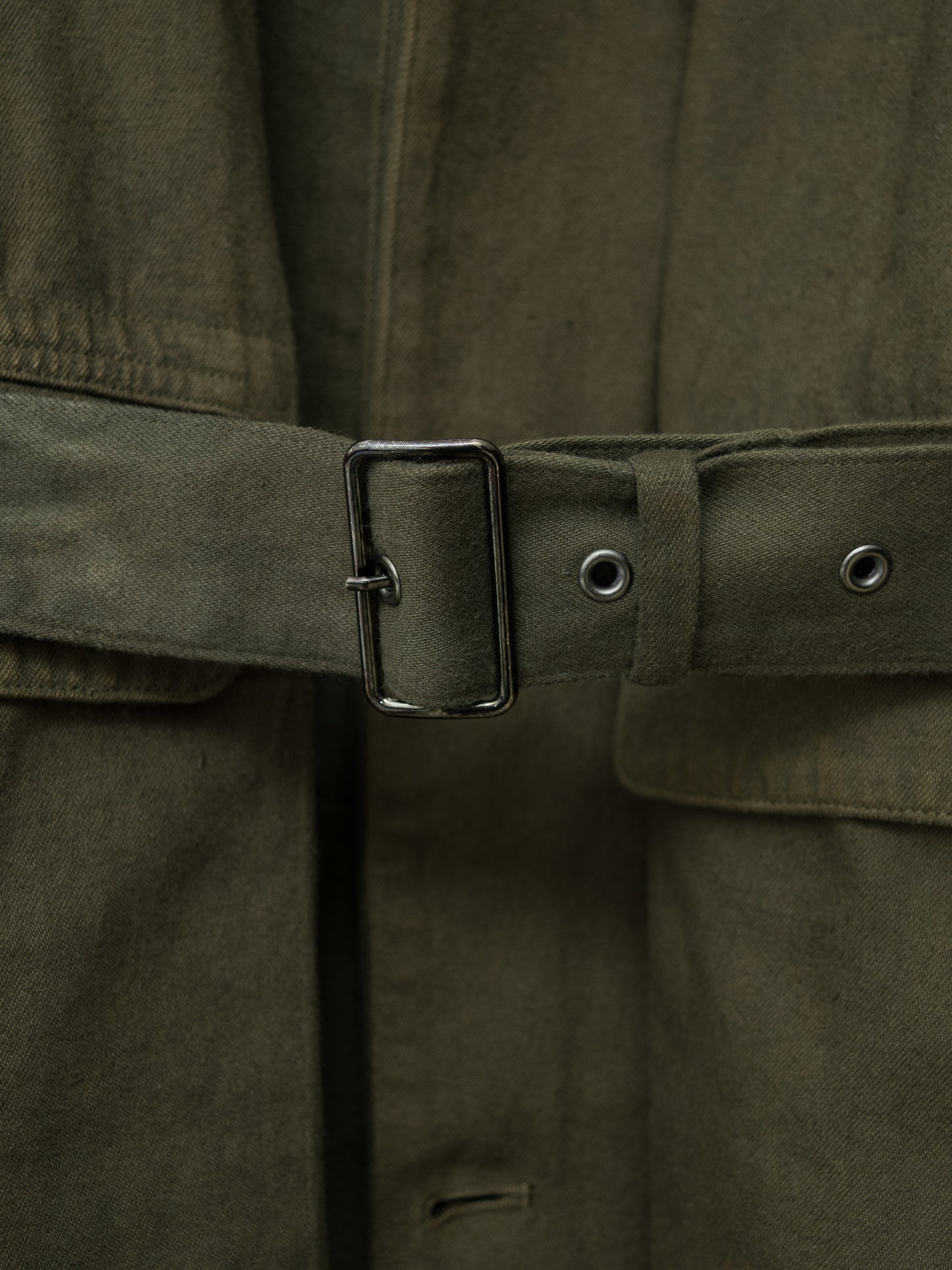 a/w 03 garment dyed motorcycle coat olive drab ∙ cotton ∙ large