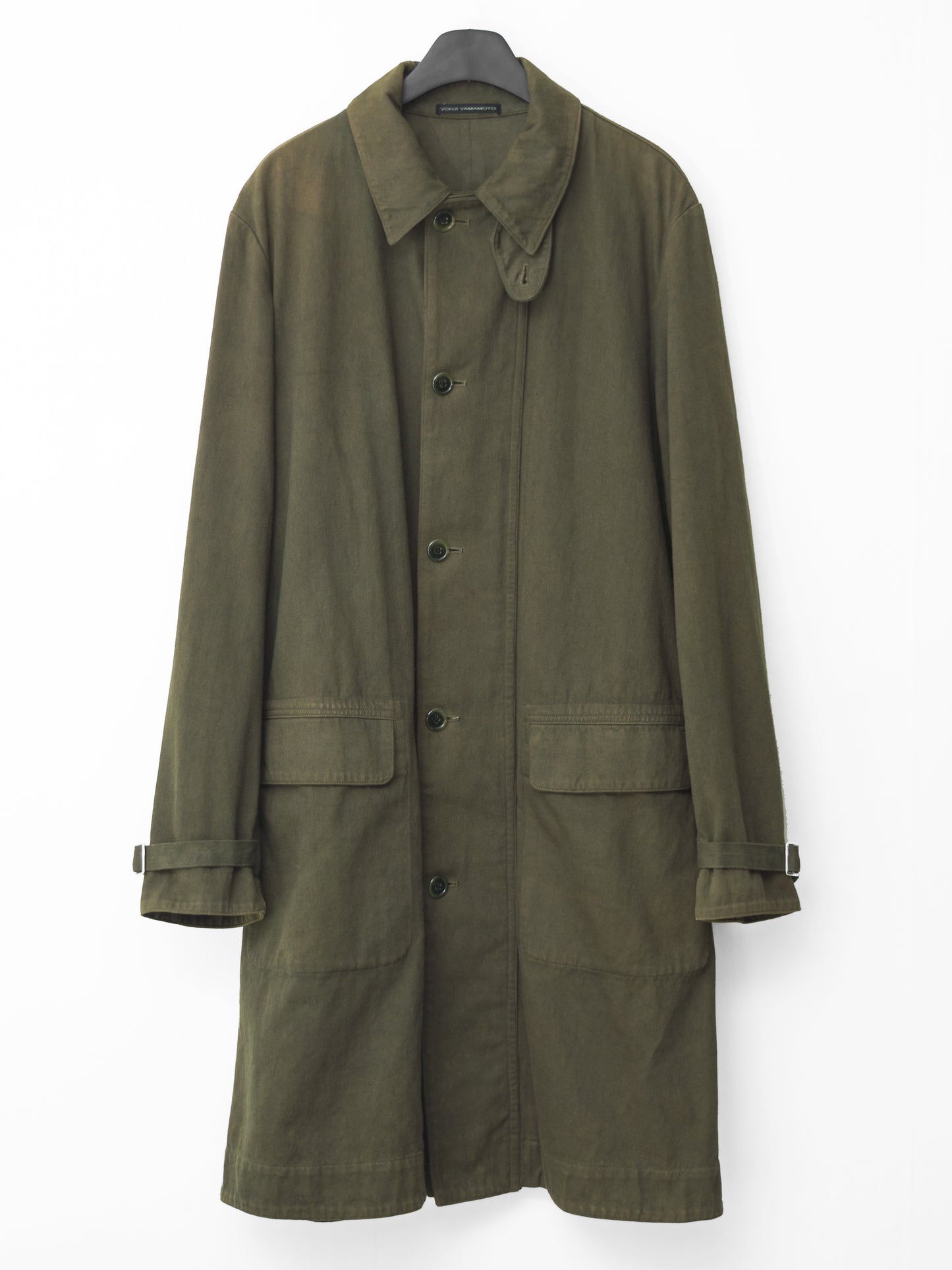 a/w 03 garment dyed motorcycle coat olive drab ∙ cotton ∙ large