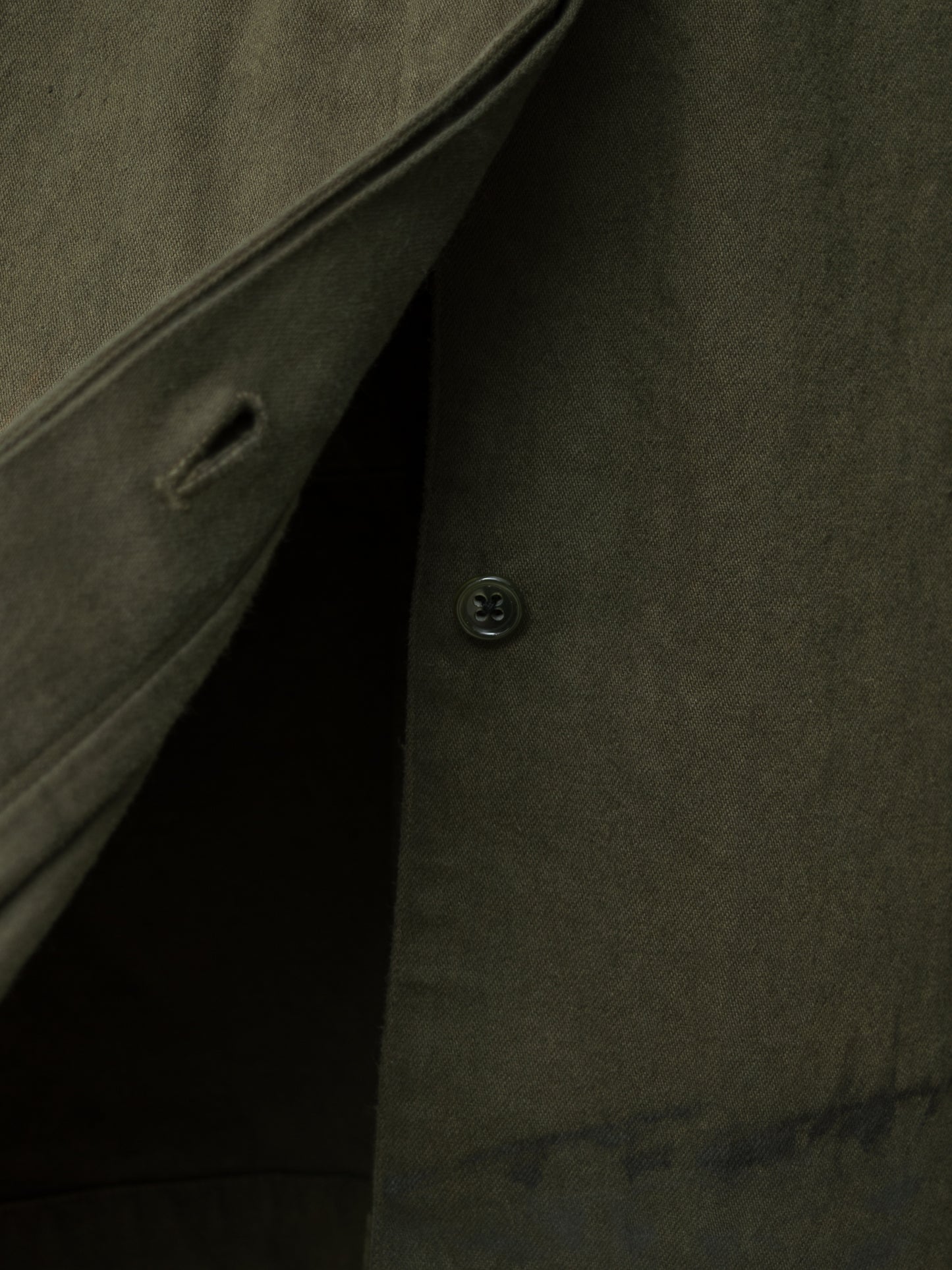 a/w 03 garment dyed motorcycle coat olive drab ∙ cotton ∙ large