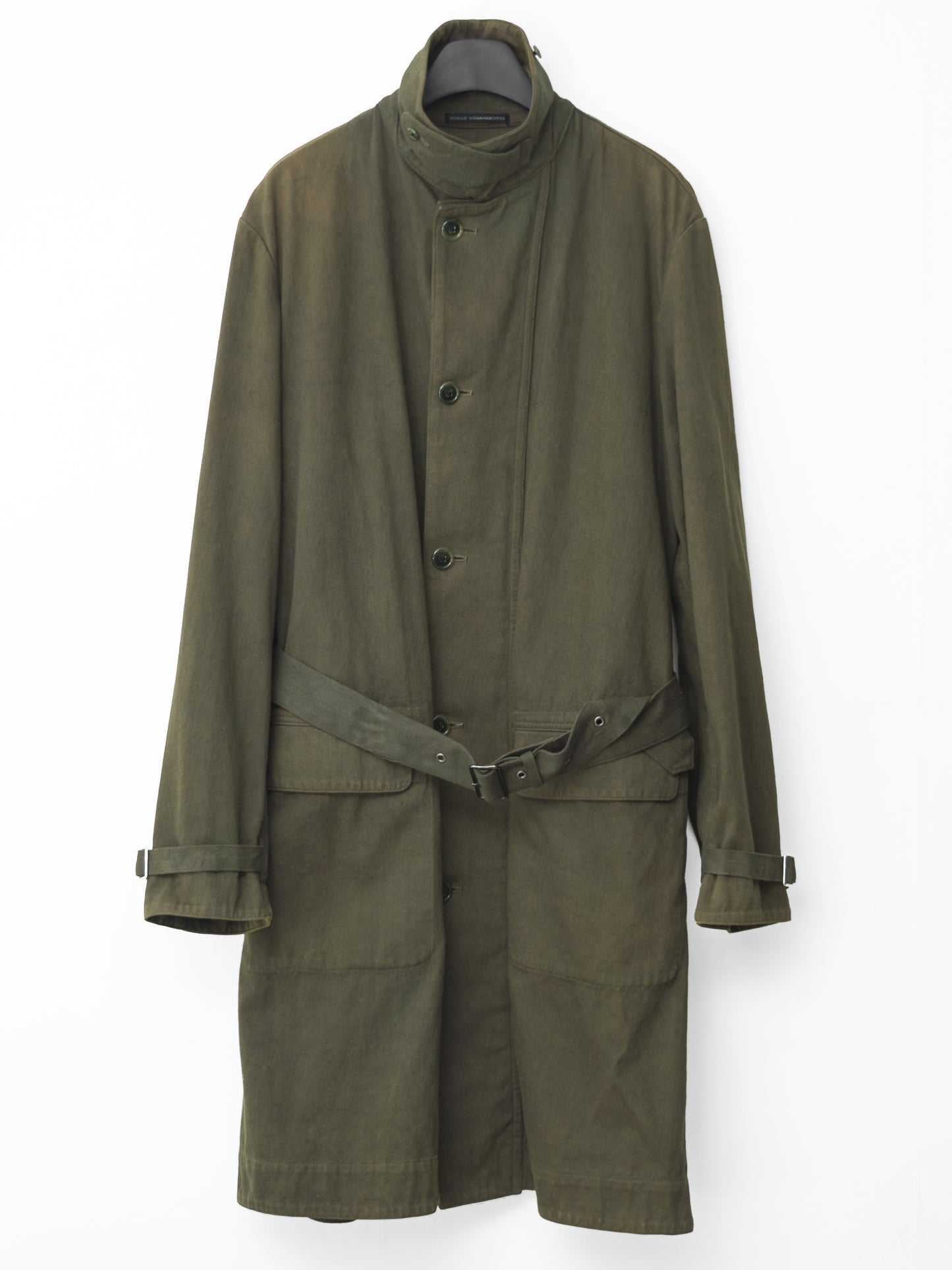 a/w 03 garment dyed motorcycle coat olive drab ∙ cotton ∙ large
