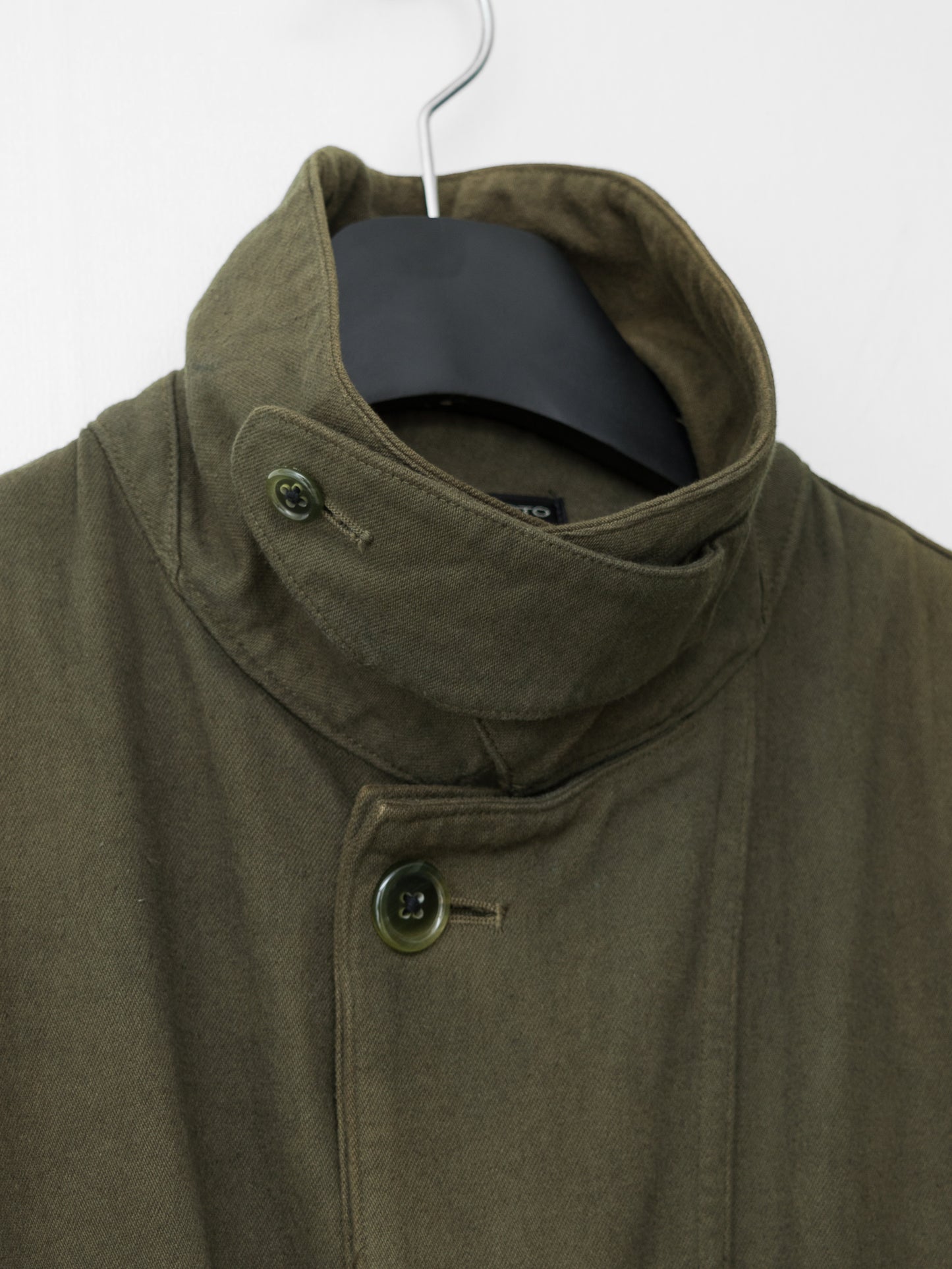 a/w 03 garment dyed motorcycle coat olive drab ∙ cotton ∙ large