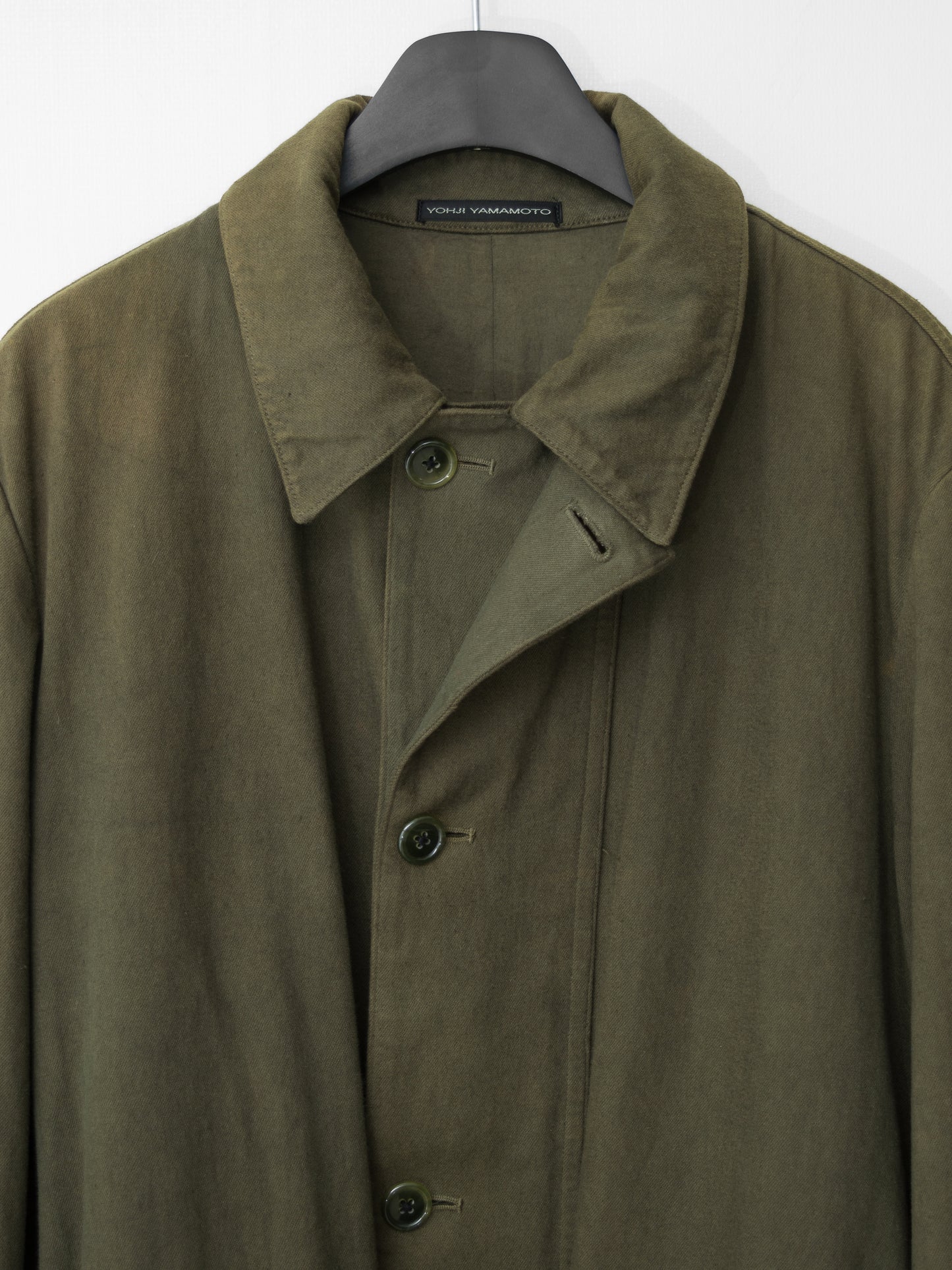 a/w 03 garment dyed motorcycle coat olive drab ∙ cotton ∙ large