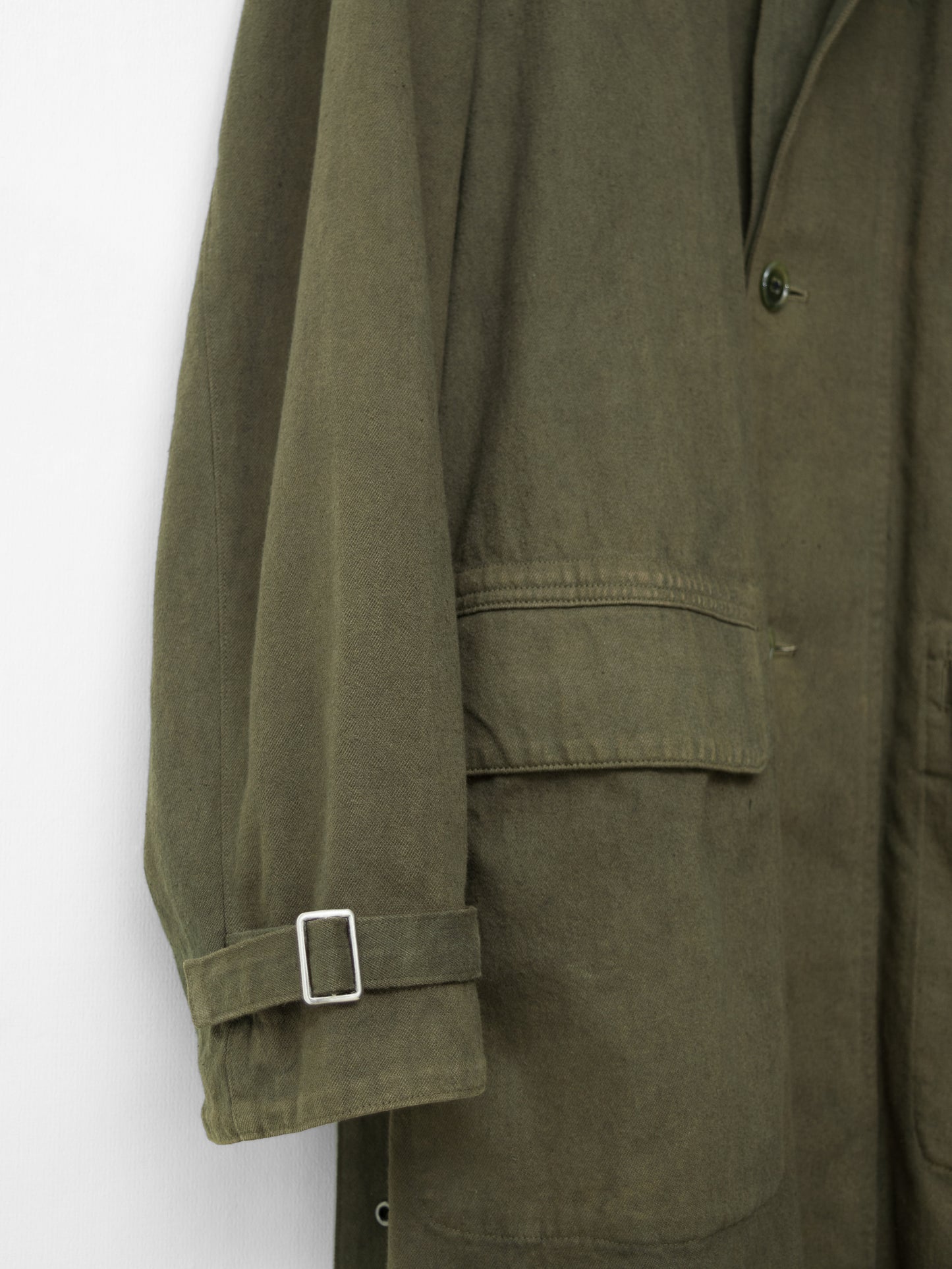 a/w 03 garment dyed motorcycle coat olive drab ∙ cotton ∙ large