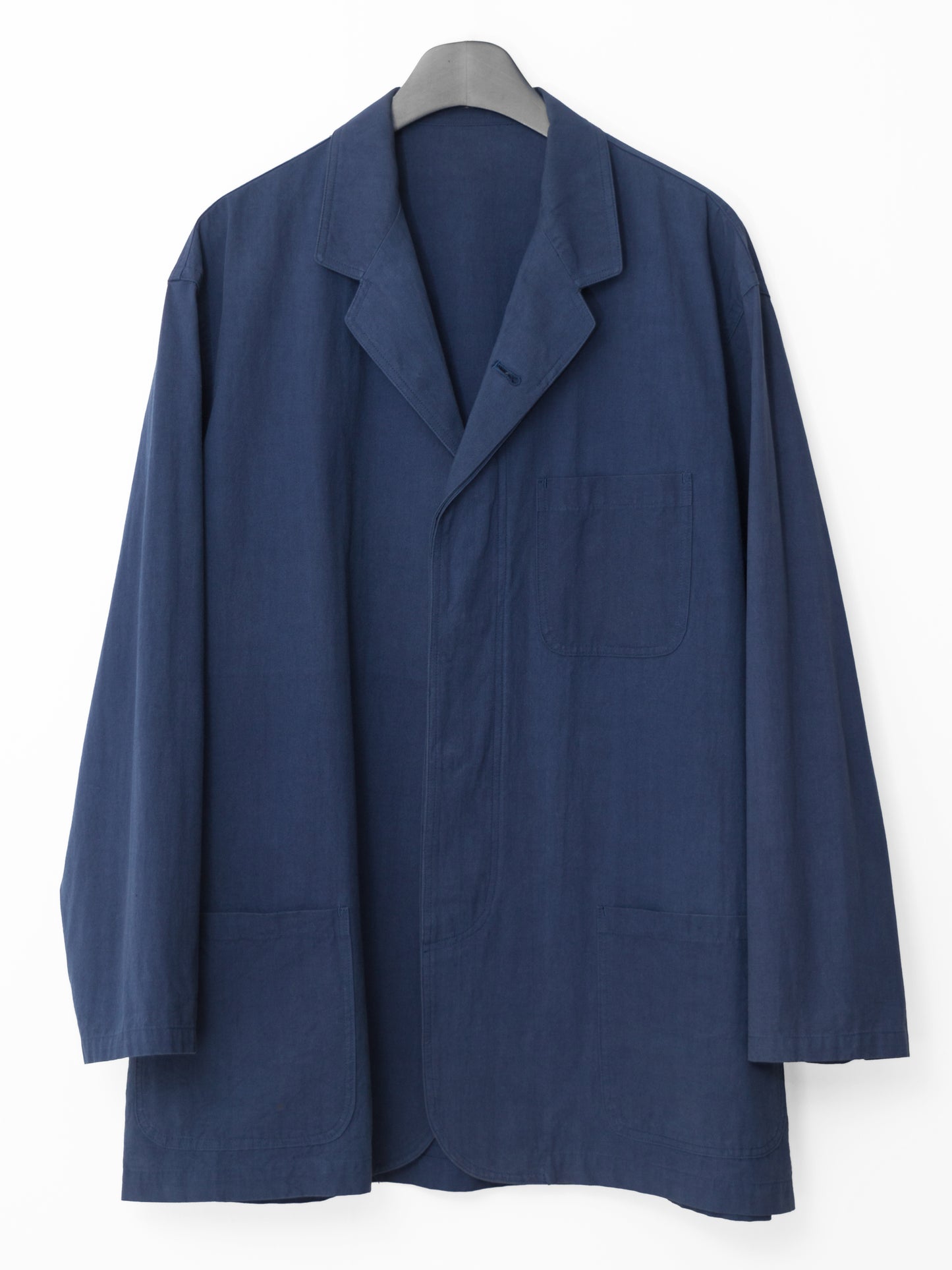 hidden placket tailored jacket blue ∙ cotton typewriter ∙ medium