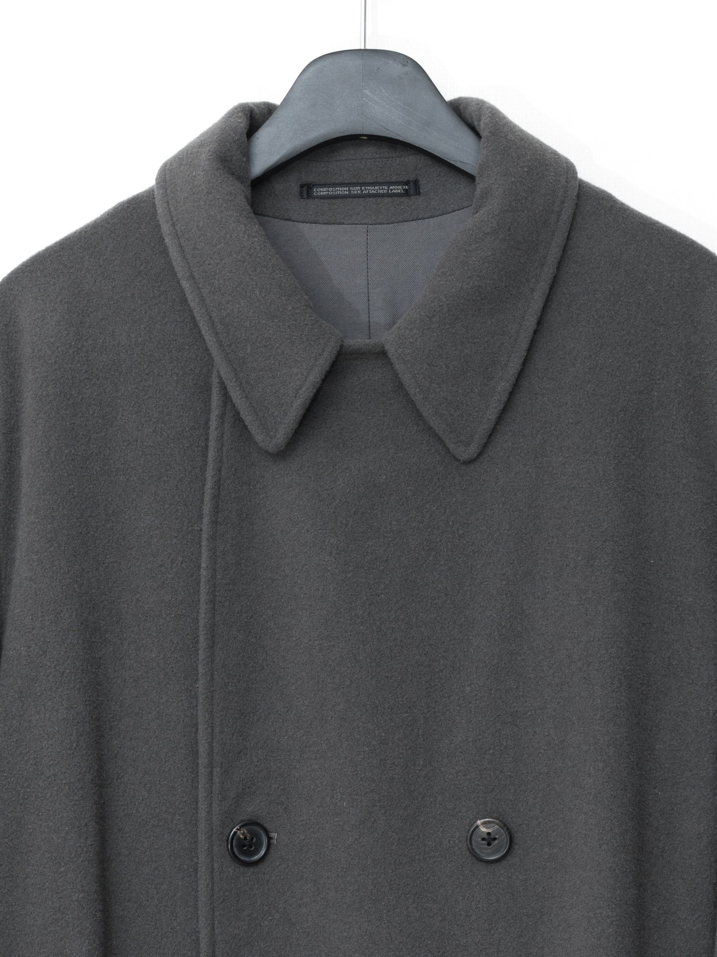 hooded tielocken coat pigeon grey ∙ melton wool nylon ∙ medium