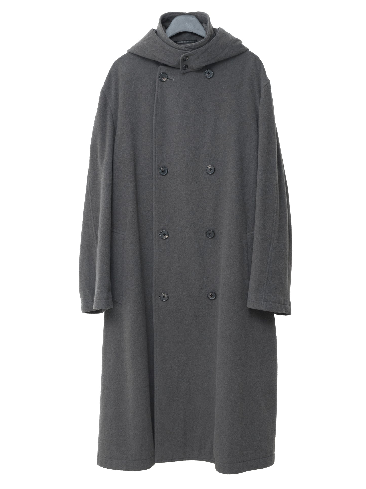 hooded tielocken coat pigeon grey ∙ melton wool nylon ∙ medium