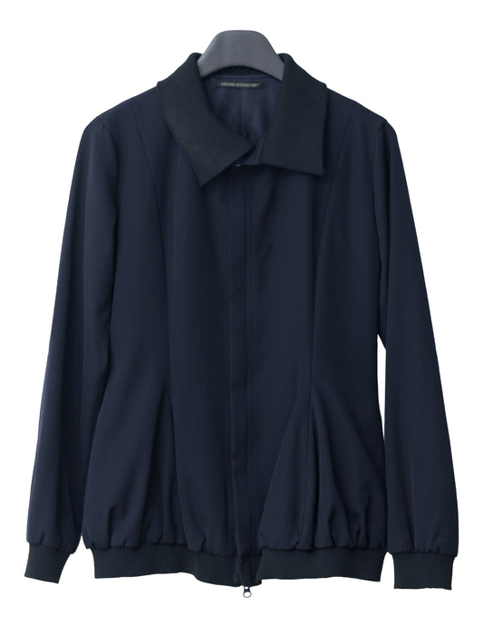 a/w 01 bloused zip front jacket navy ∙ wool ∙ xsmall