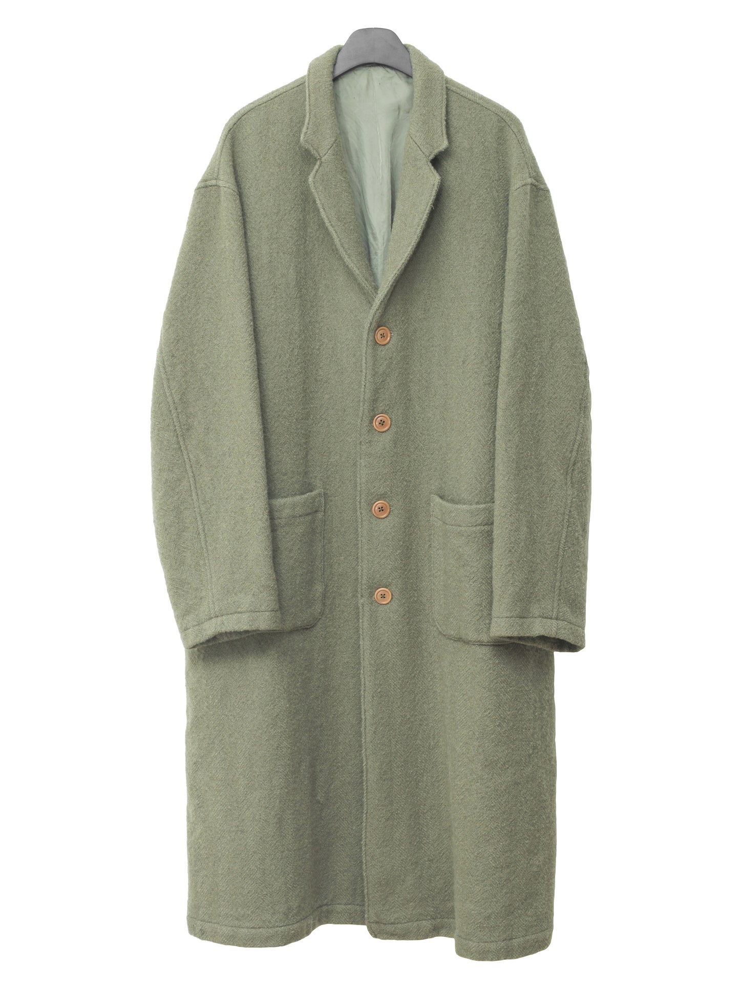 heavy 4 button coat dry moss ∙ wool ∙ one size