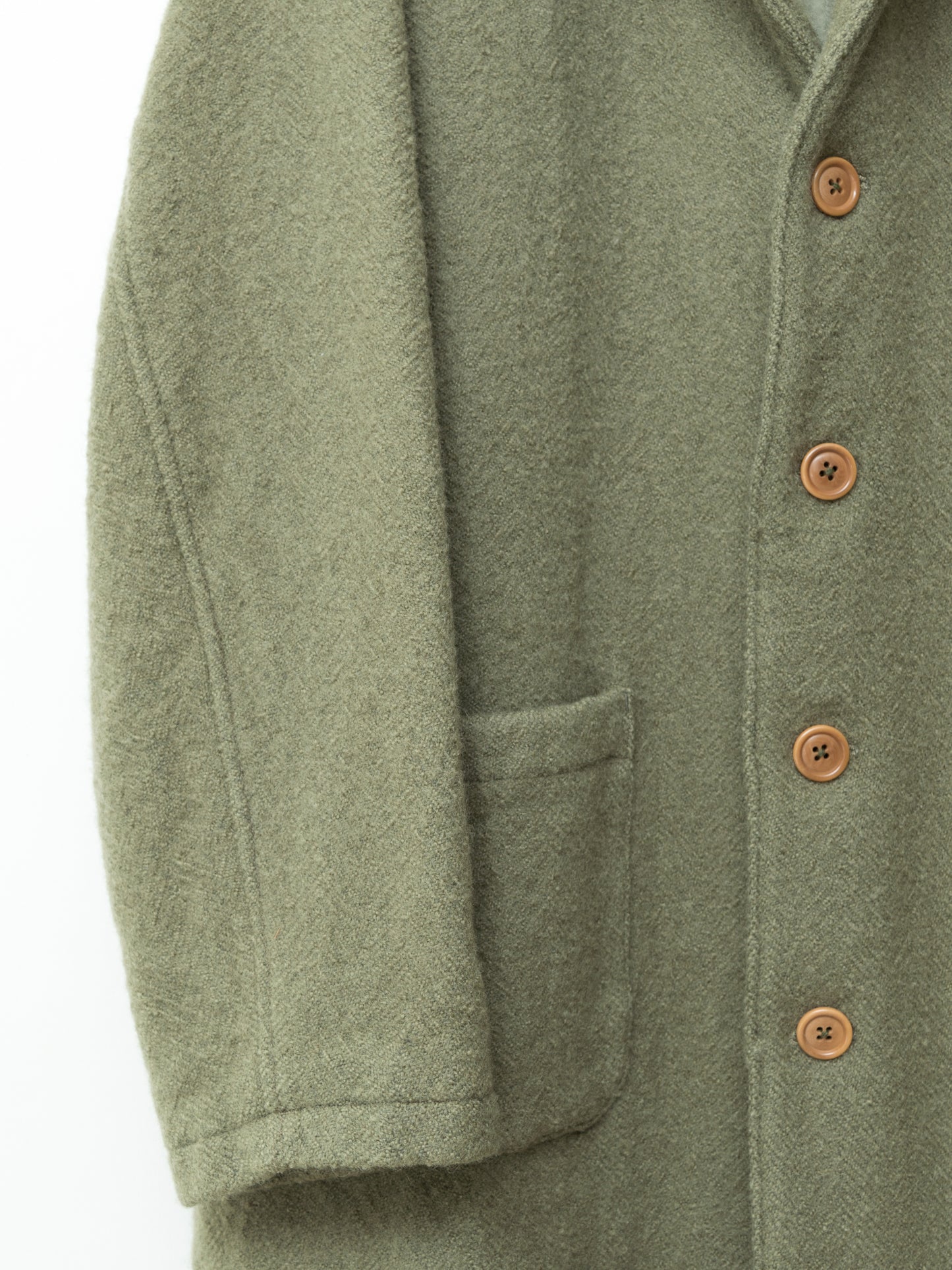 heavy 4 button coat dry moss ∙ wool ∙ one size