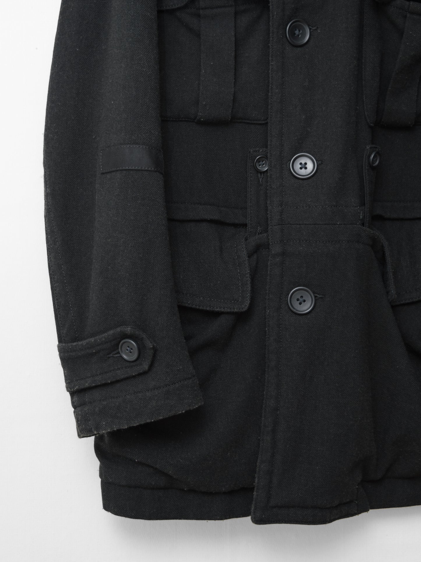 a/w 07 belted shooter coat black ∙ wool nylon ∙ xsmall