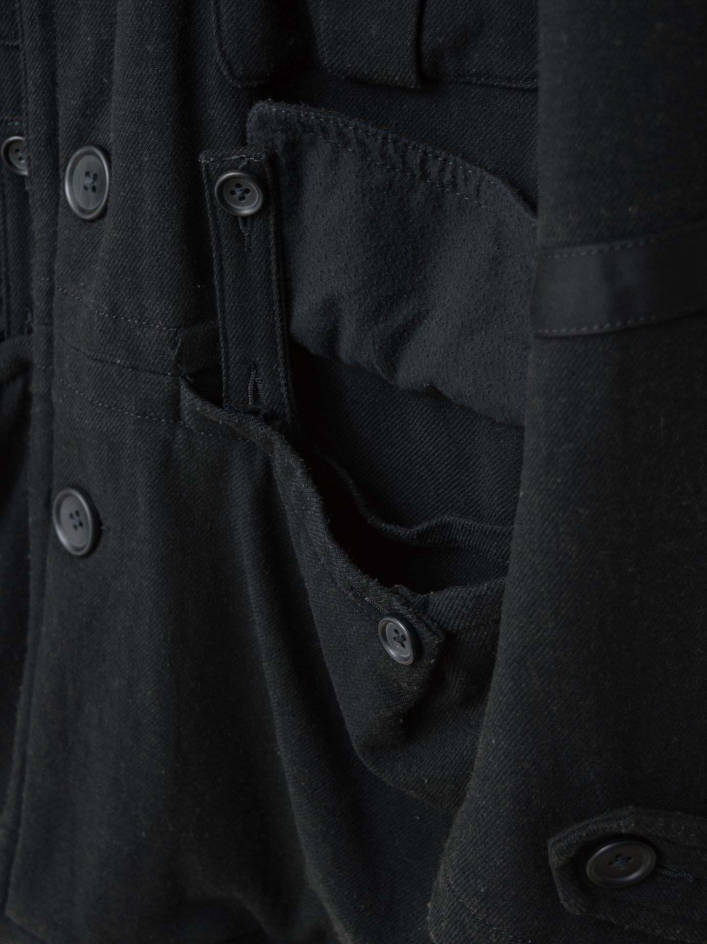 a/w 07 belted shooter coat black ∙ wool nylon ∙ xsmall