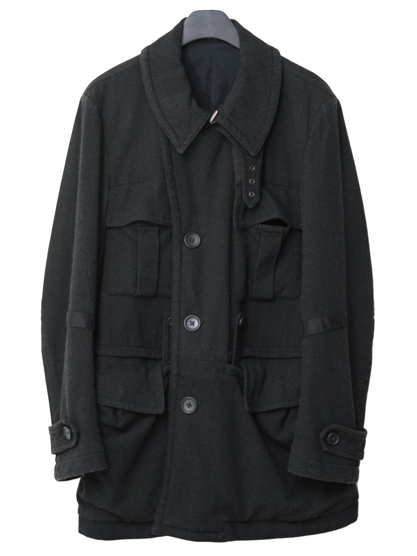 a/w 07 belted shooter coat black ∙ wool nylon ∙ xsmall