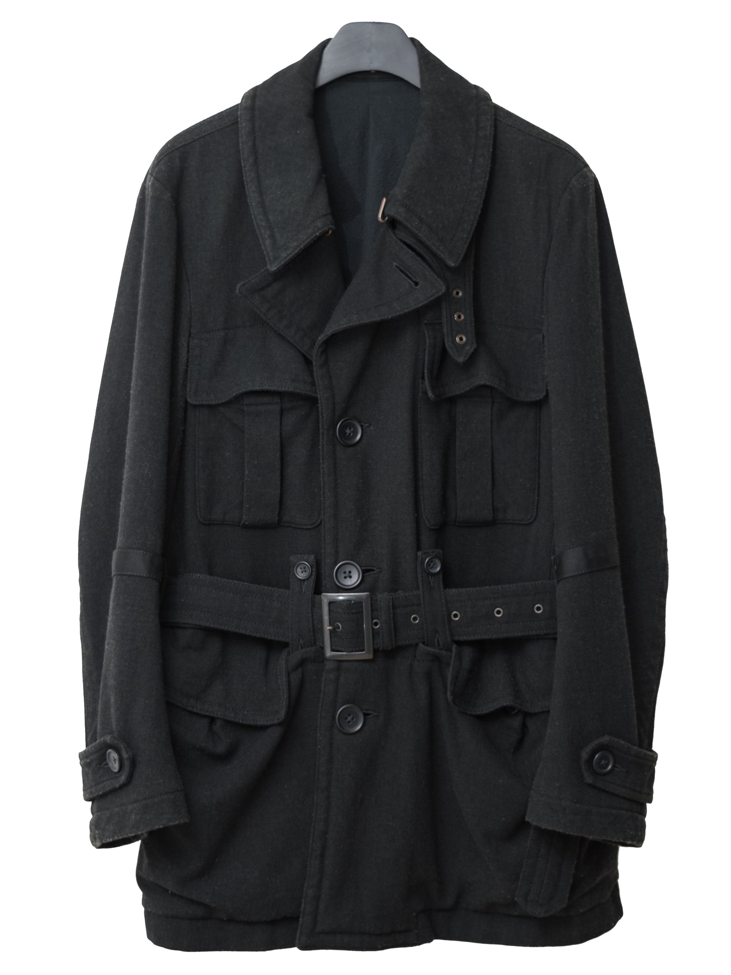 a/w 07 belted shooter coat black ∙ wool nylon ∙ xsmall