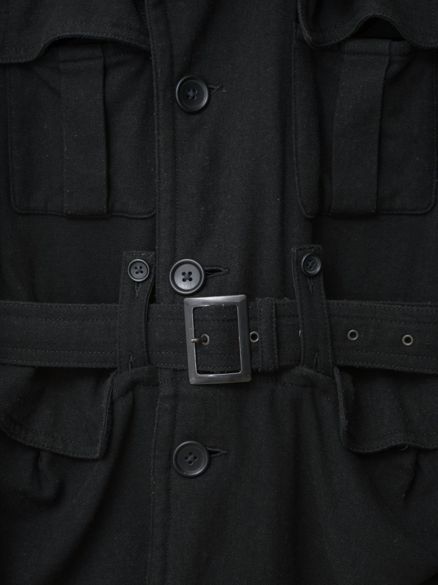 a/w 07 belted shooter coat black ∙ wool nylon ∙ xsmall