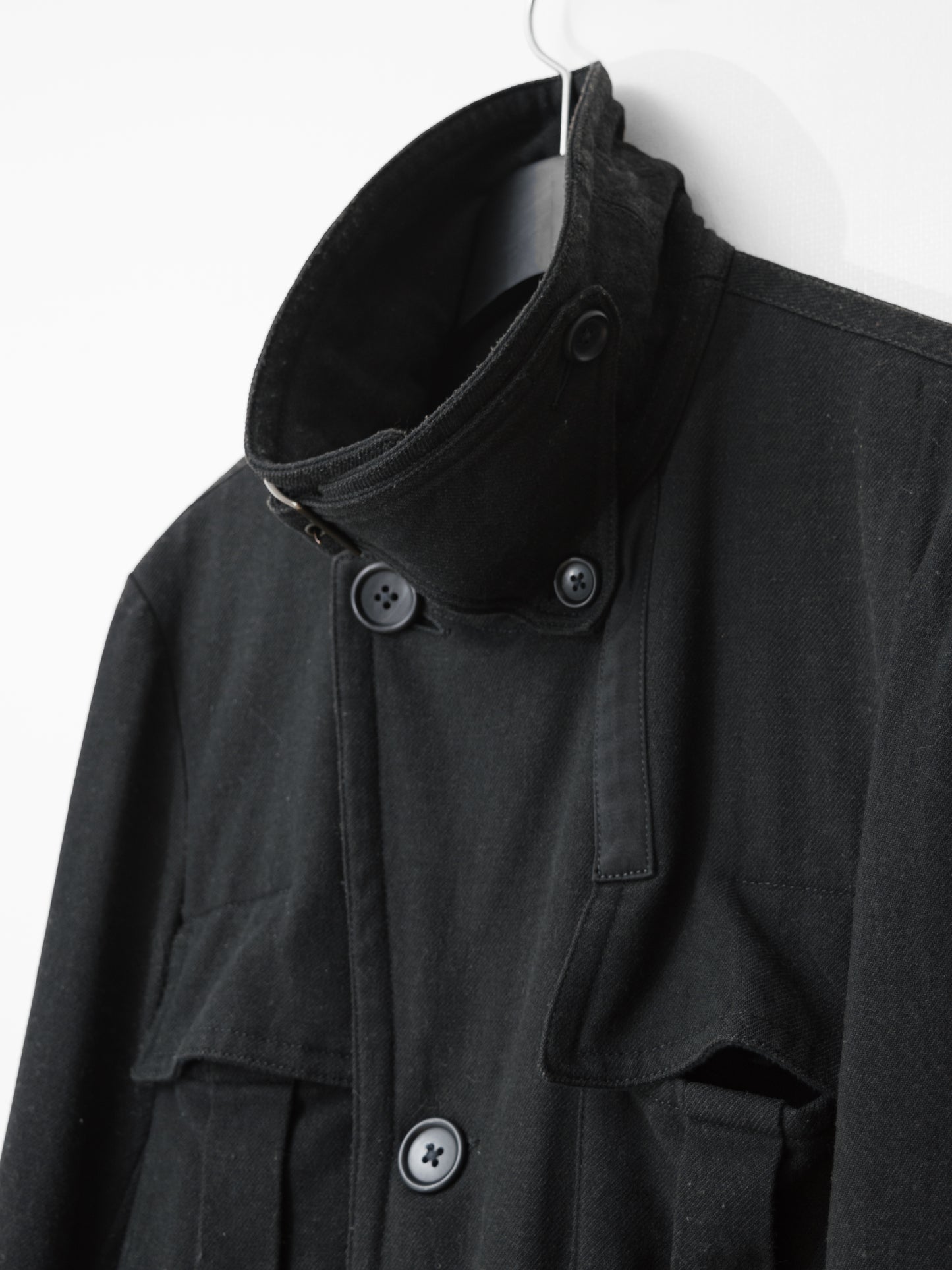 a/w 07 belted shooter coat black ∙ wool nylon ∙ xsmall