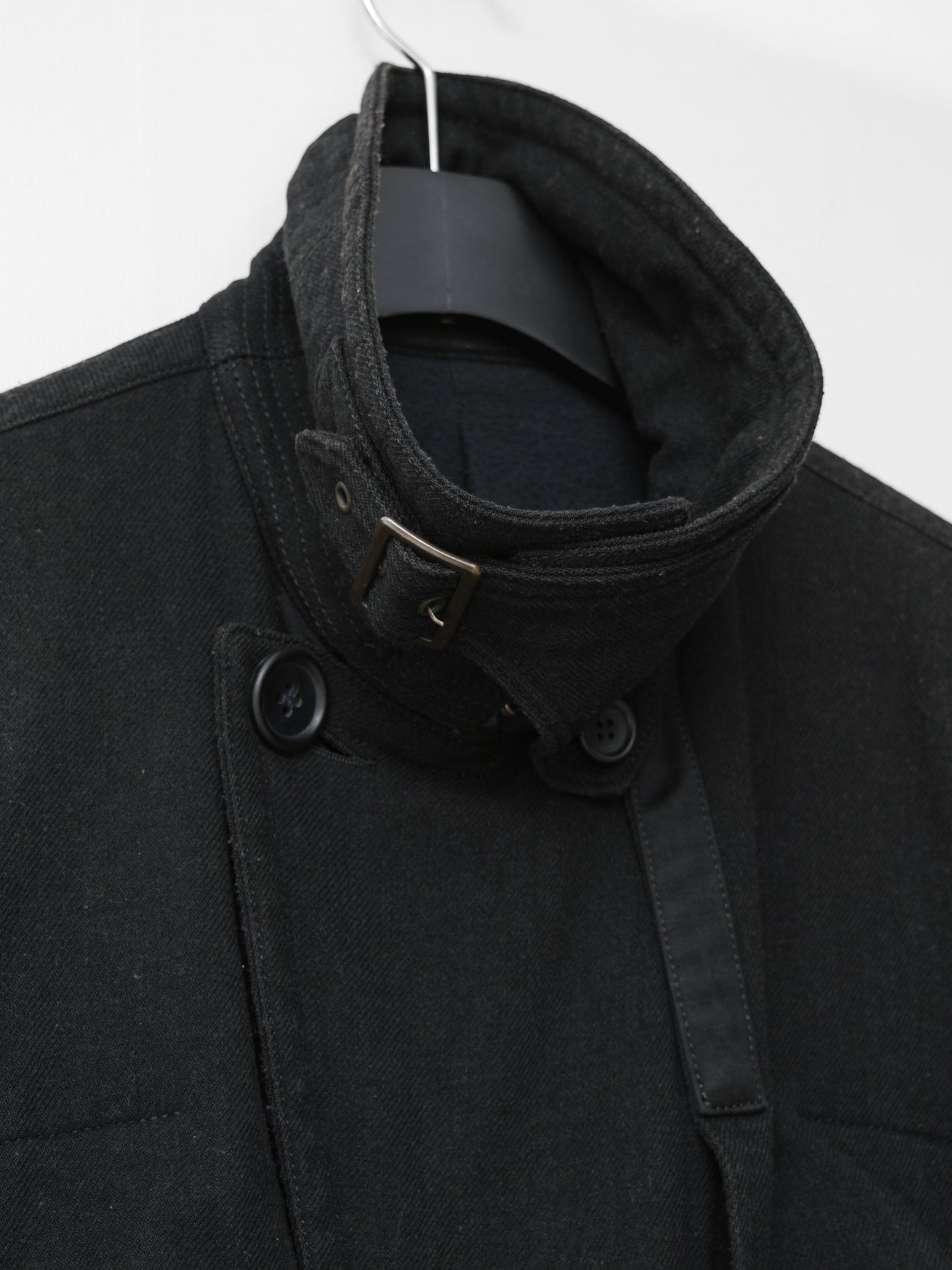 a/w 07 belted shooter coat black ∙ wool nylon ∙ xsmall