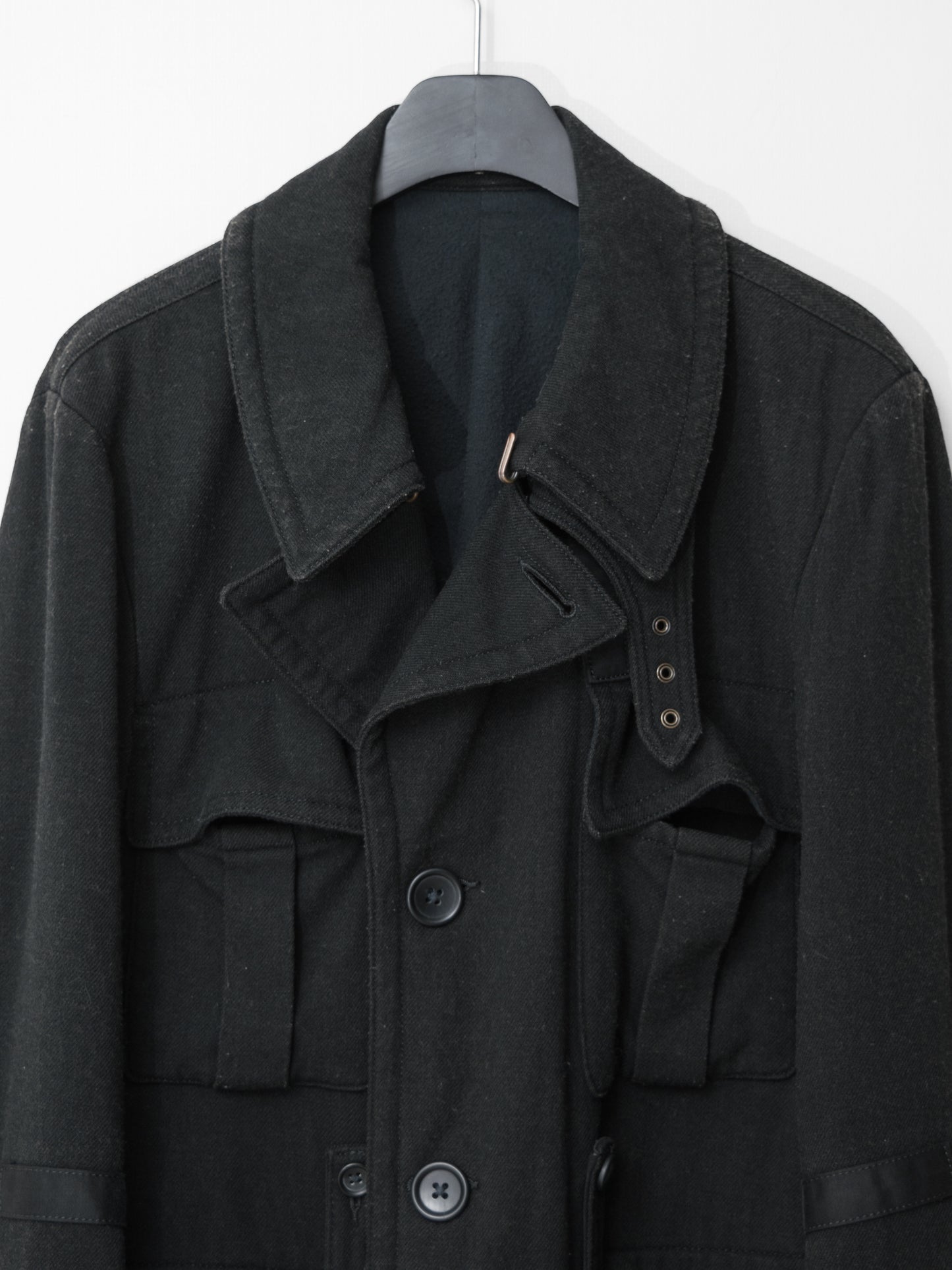 a/w 07 belted shooter coat black ∙ wool nylon ∙ xsmall