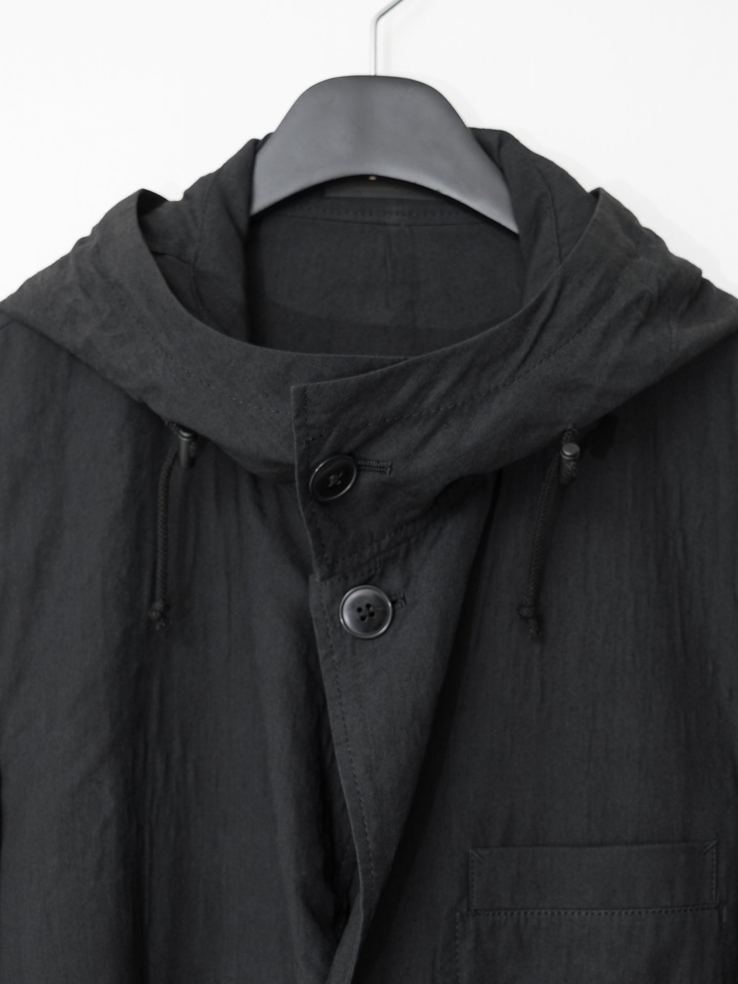 s/s 08 hooded tailored jacket black ∙ ramie rayon ∙ medium