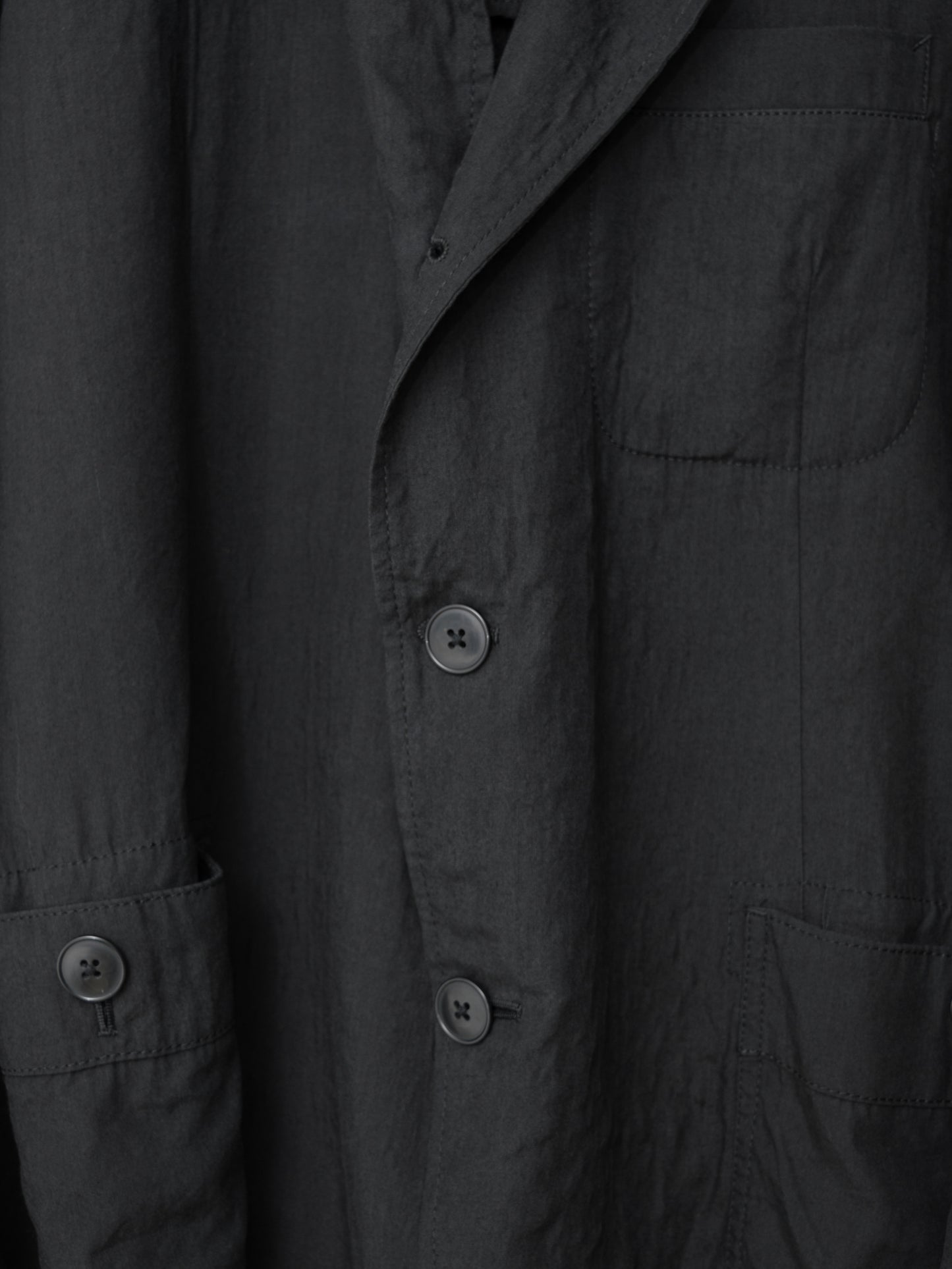 s/s 08 hooded tailored jacket black ∙ ramie rayon ∙ medium