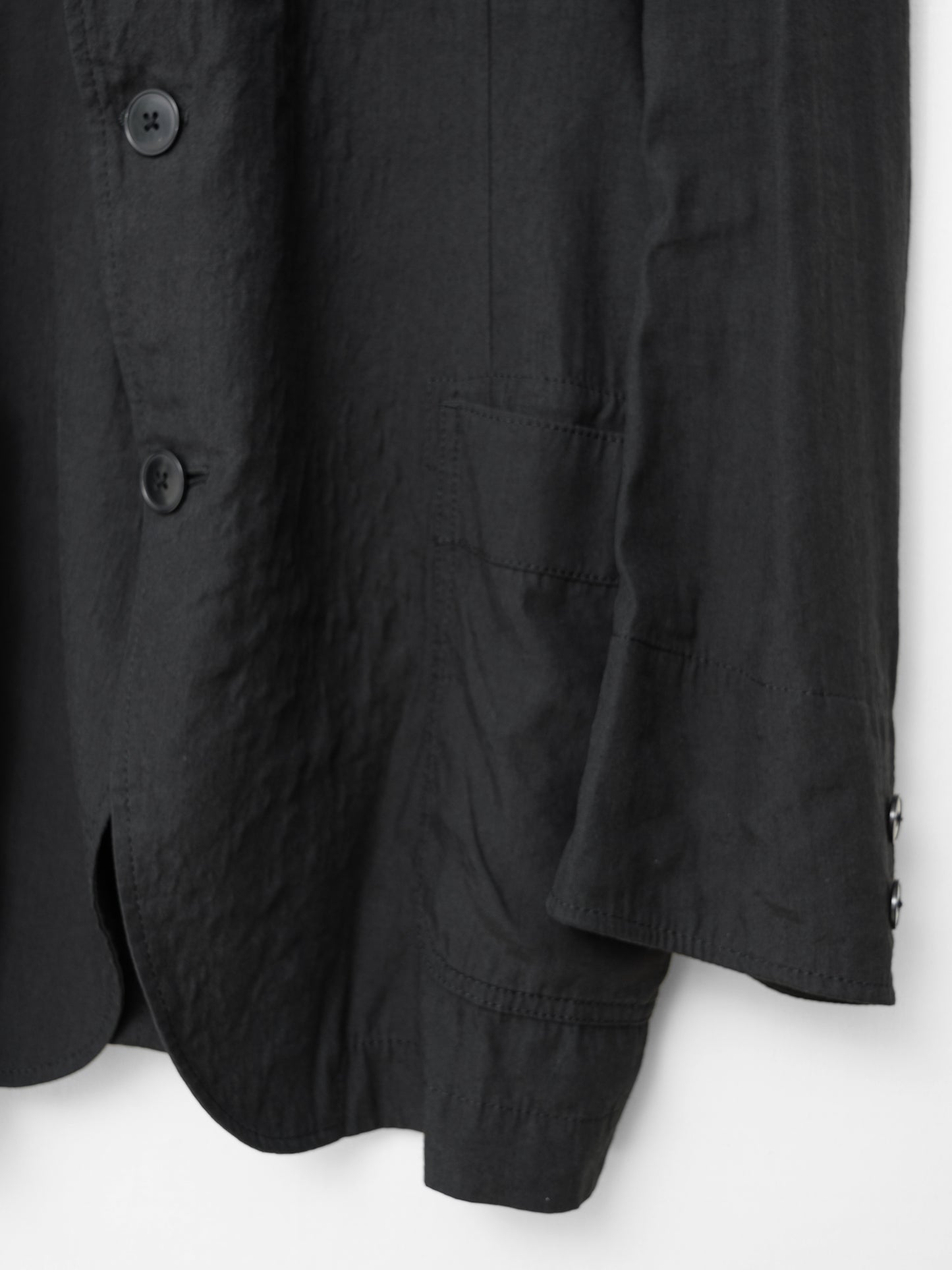s/s 08 hooded tailored jacket black ∙ ramie rayon ∙ medium