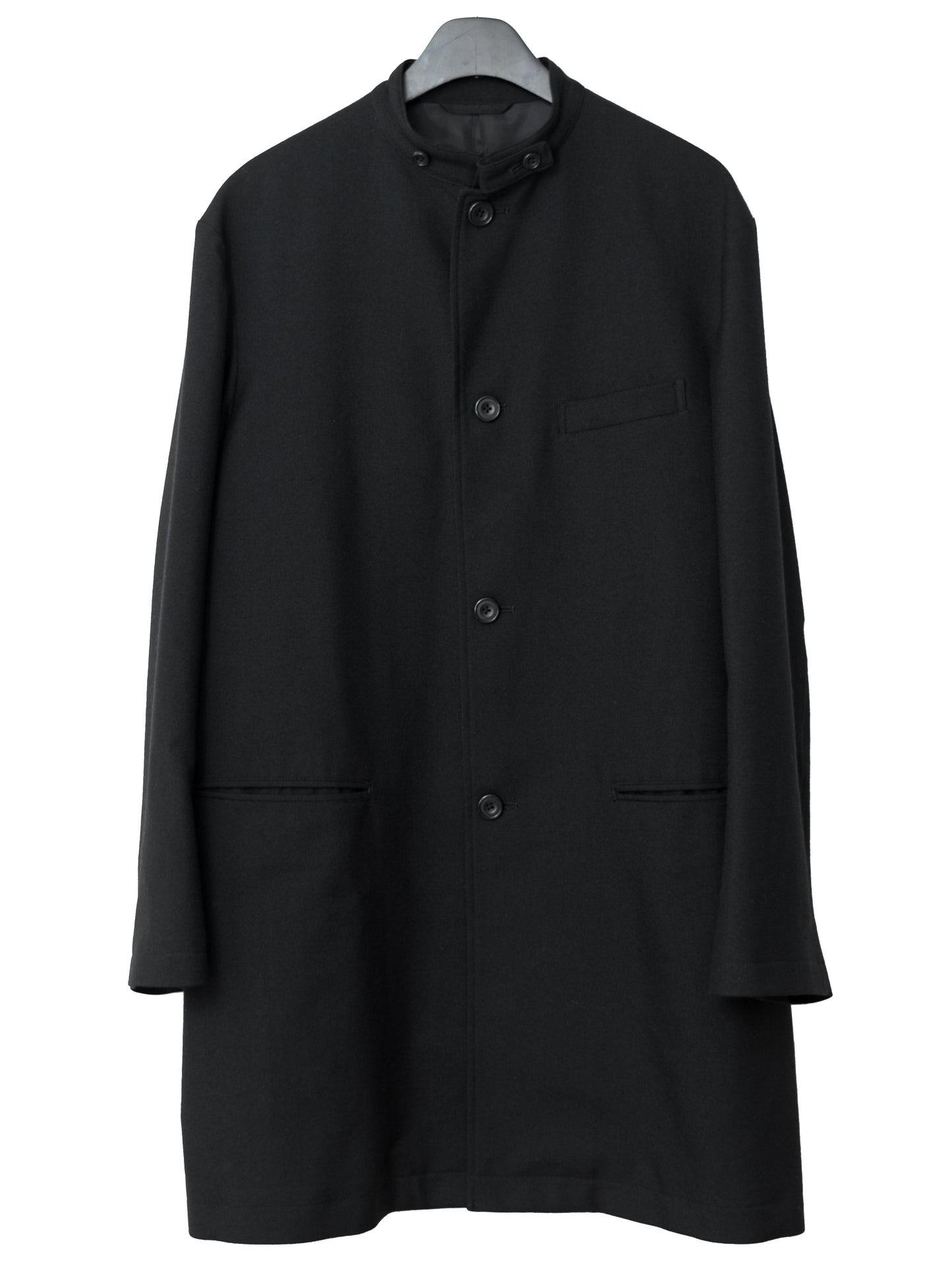 band collar tailored coat black ∙ heavy wool gabardine ∙ medium