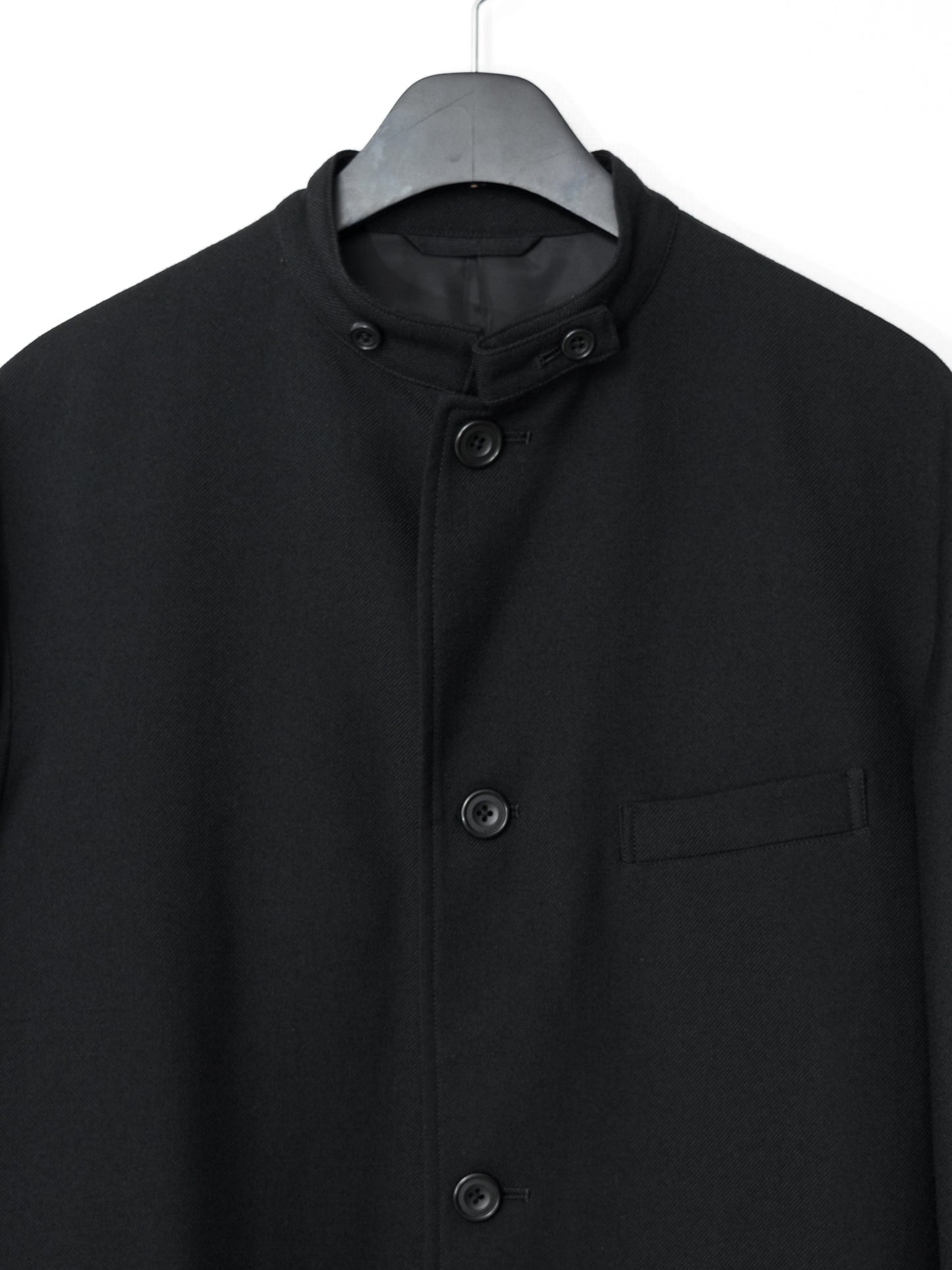 band collar tailored coat black ∙ heavy wool gabardine ∙ medium