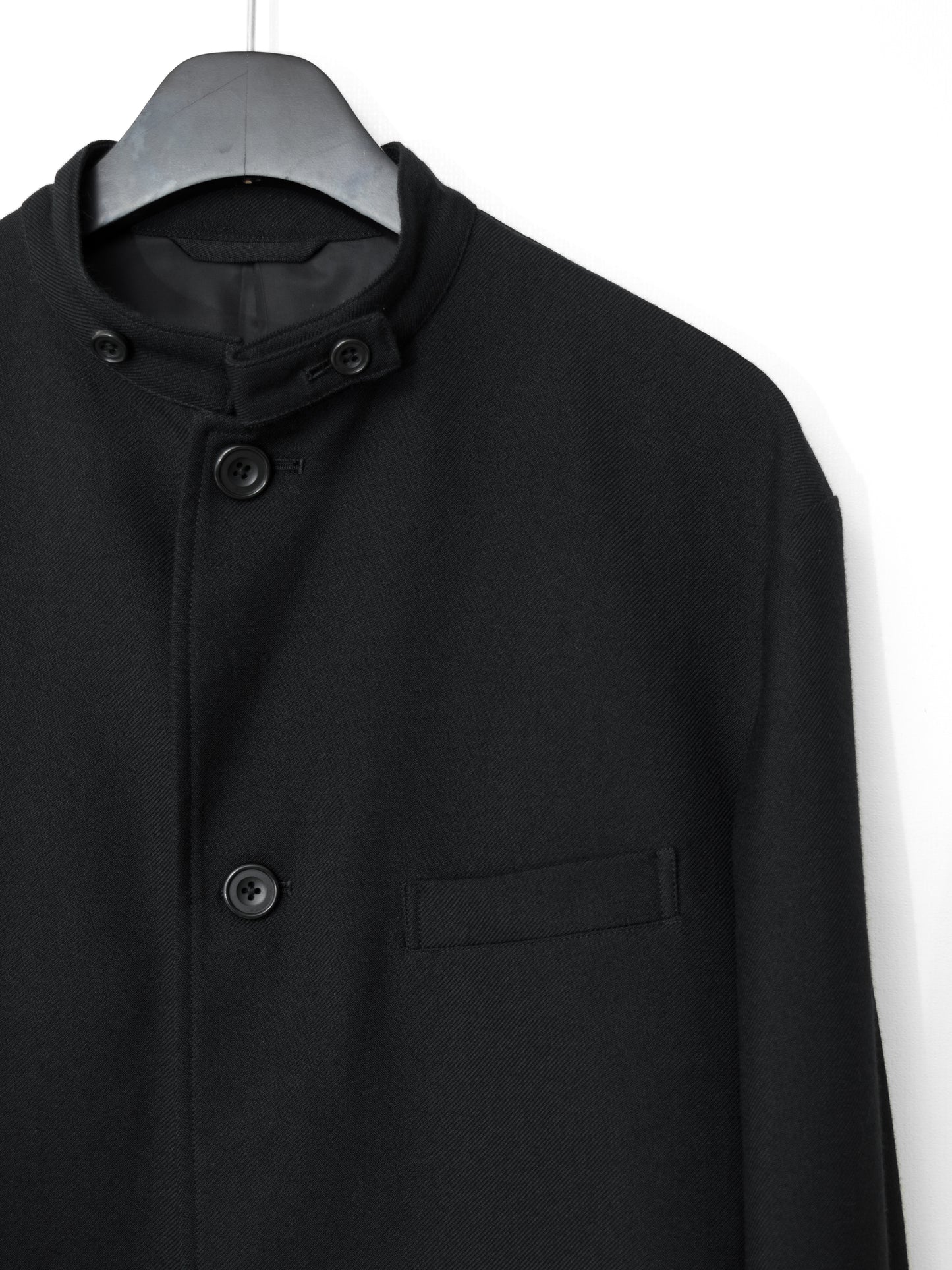 band collar tailored coat black ∙ heavy wool gabardine ∙ medium