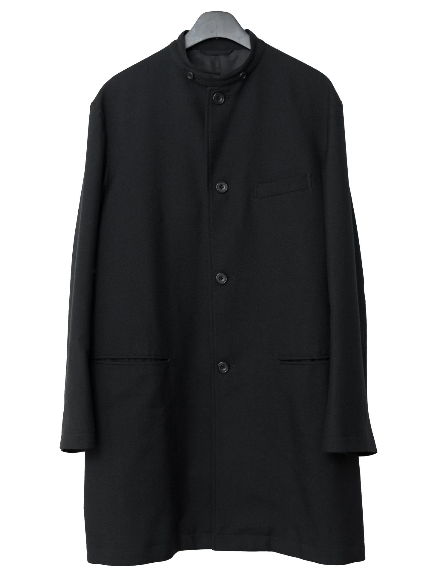 band collar tailored coat black ∙ heavy wool gabardine ∙ medium