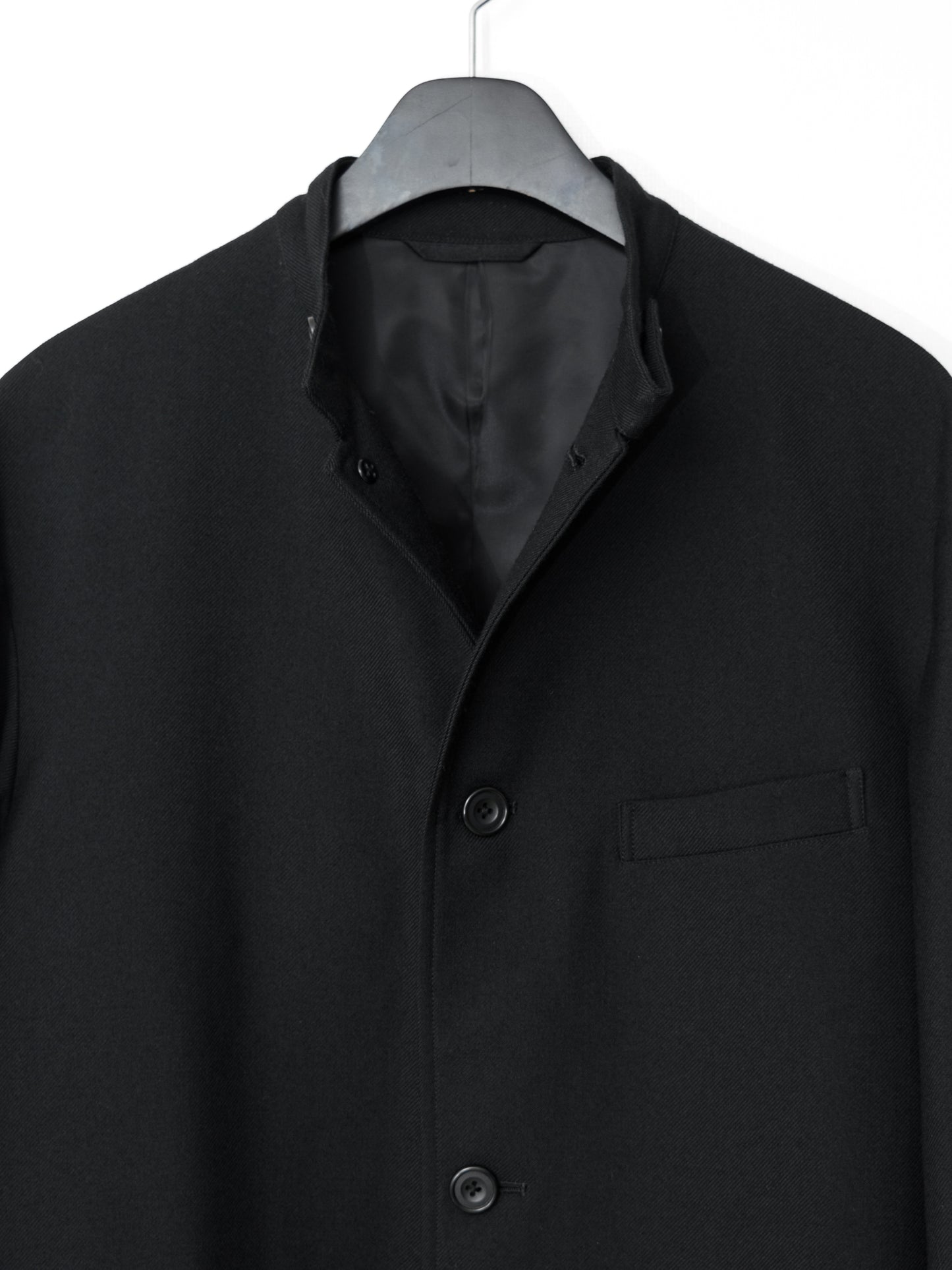 band collar tailored coat black ∙ heavy wool gabardine ∙ medium