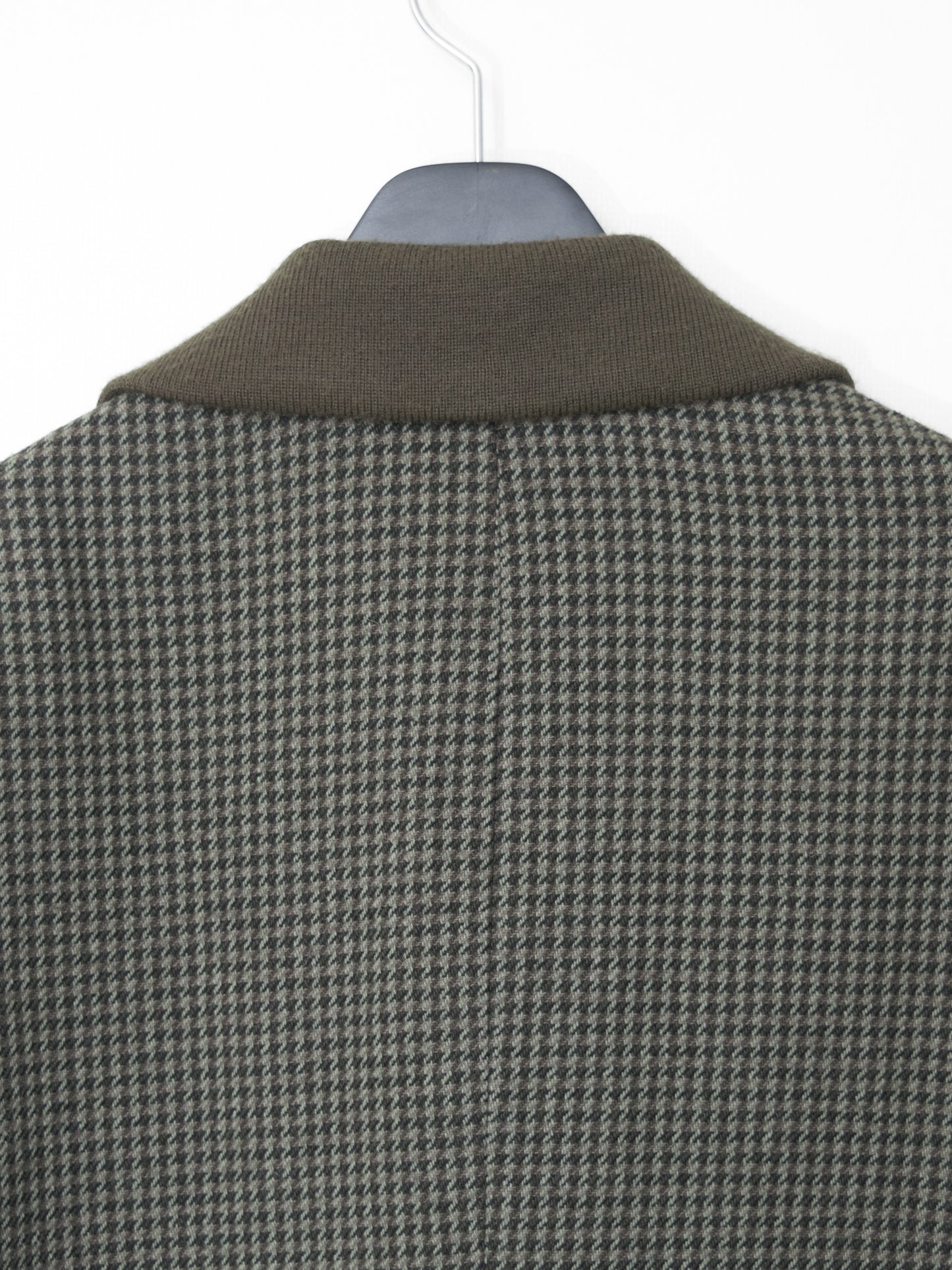 rib collar houndstooth jacket khaki green ∙ wool rayon nylon ∙ medium