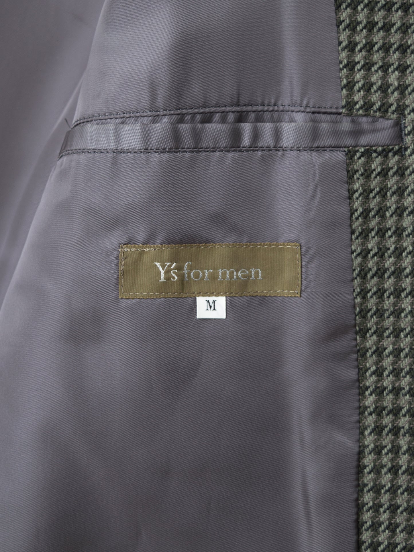 rib collar houndstooth jacket khaki green ∙ wool rayon nylon ∙ medium