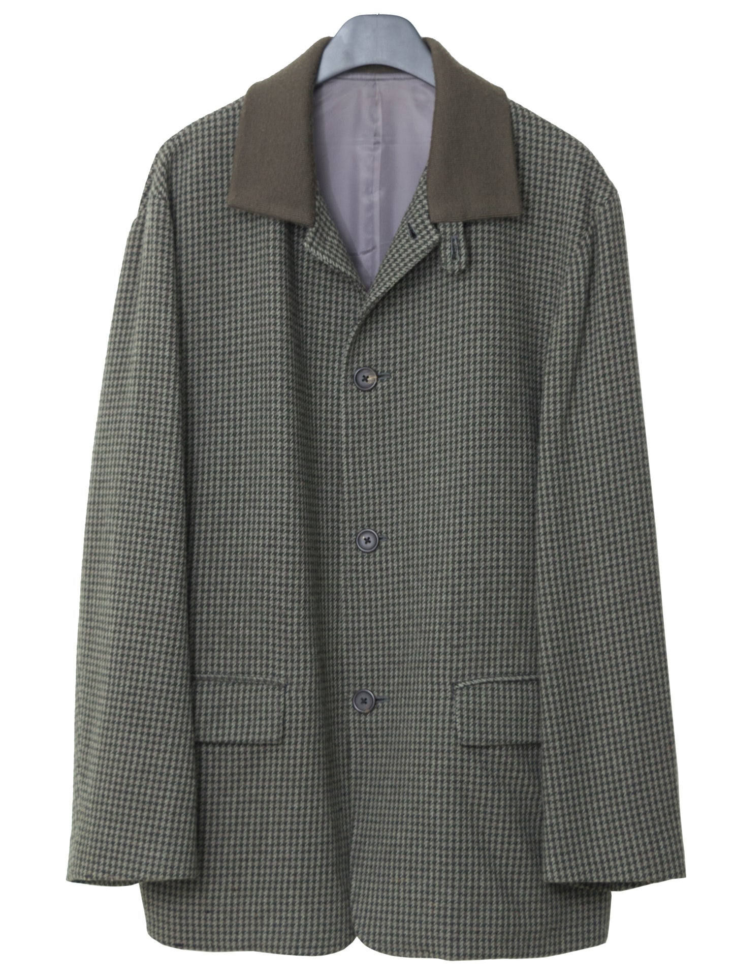 rib collar houndstooth jacket khaki green ∙ wool rayon nylon ∙ medium