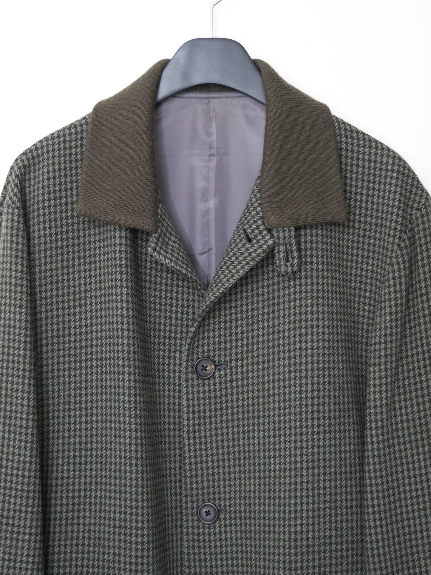 rib collar houndstooth jacket khaki green ∙ wool rayon nylon ∙ medium