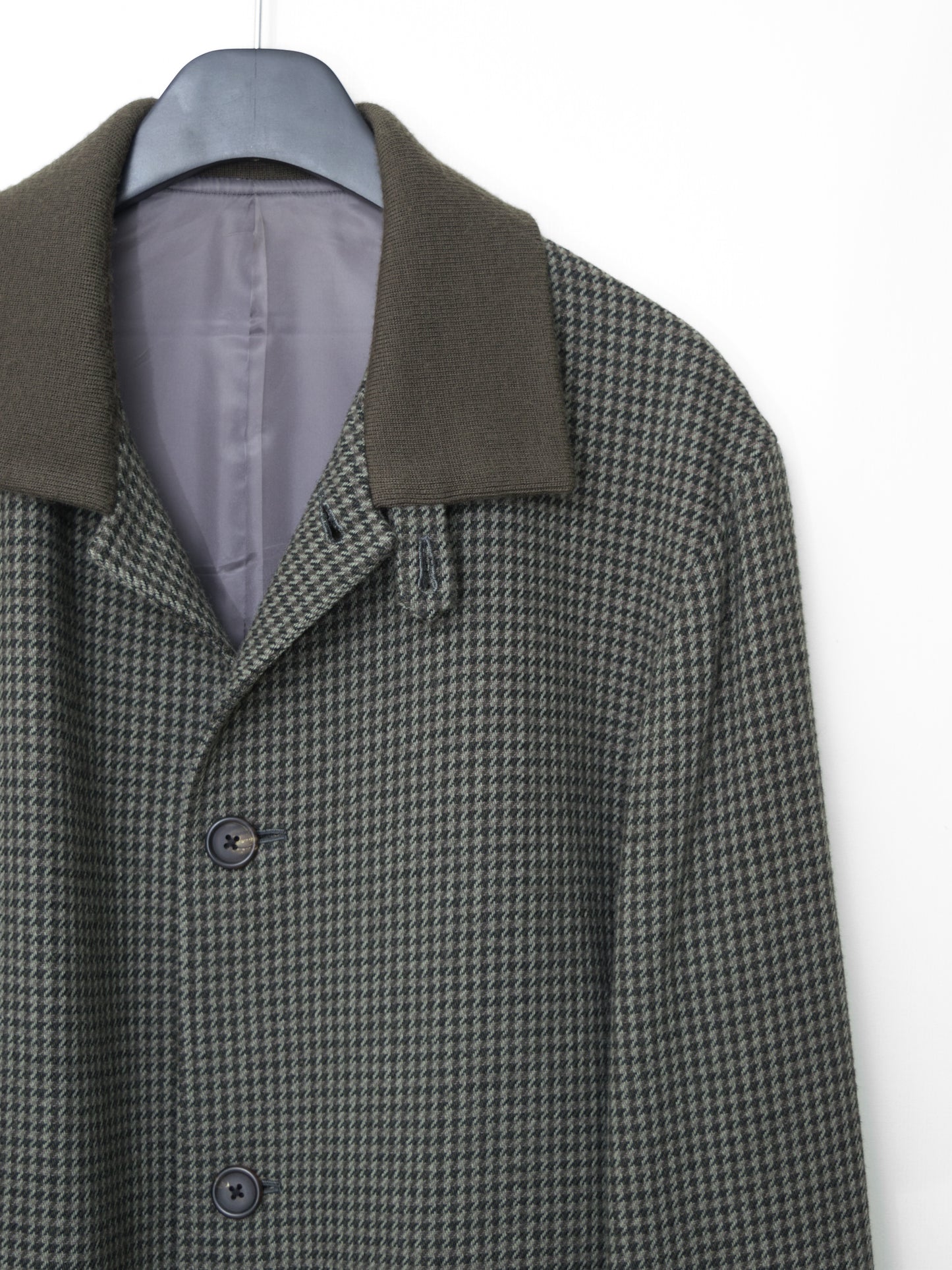 rib collar houndstooth jacket khaki green ∙ wool rayon nylon ∙ medium