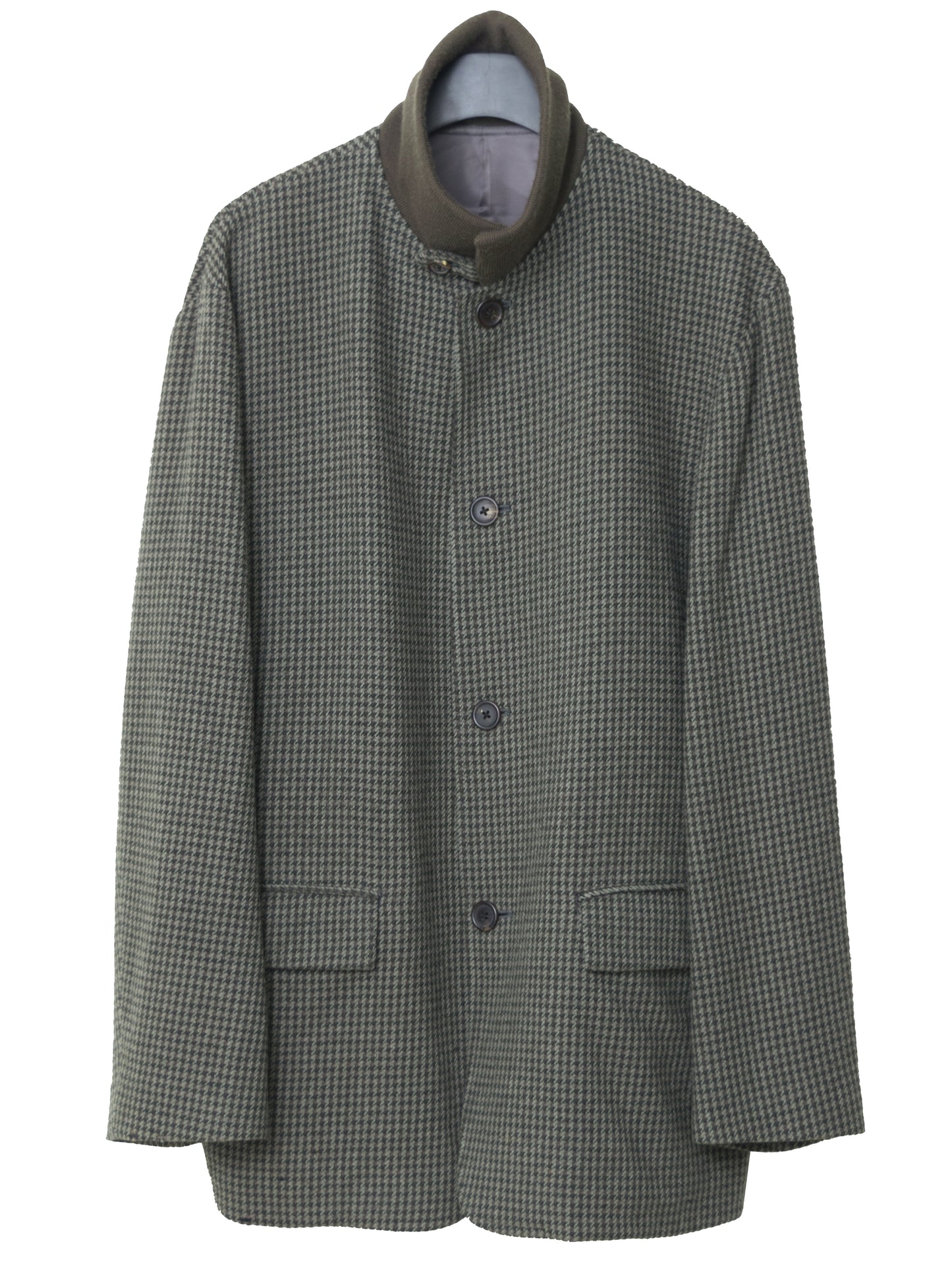 rib collar houndstooth jacket khaki green ∙ wool rayon nylon ∙ medium