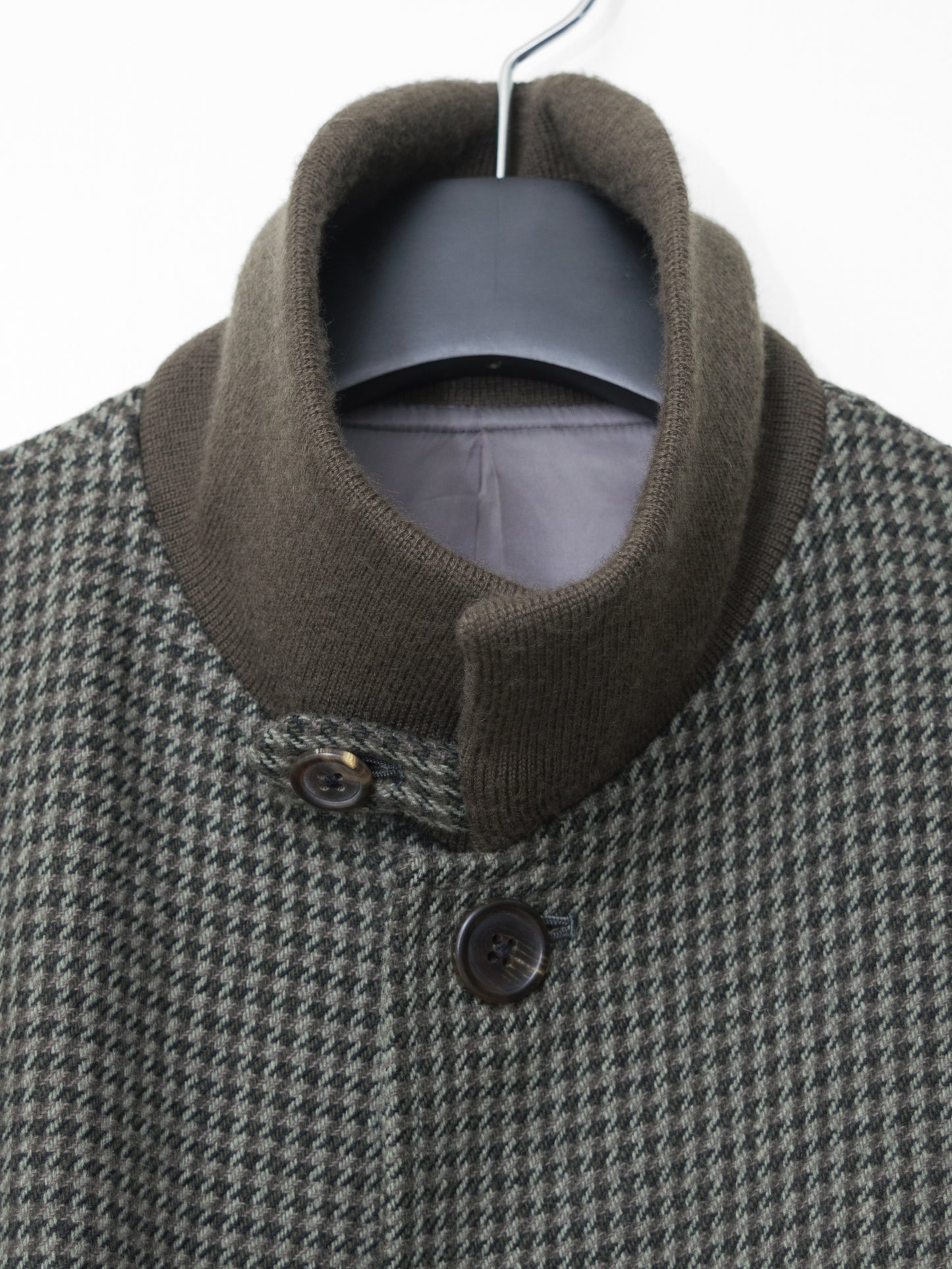 rib collar houndstooth jacket khaki green ∙ wool rayon nylon ∙ medium