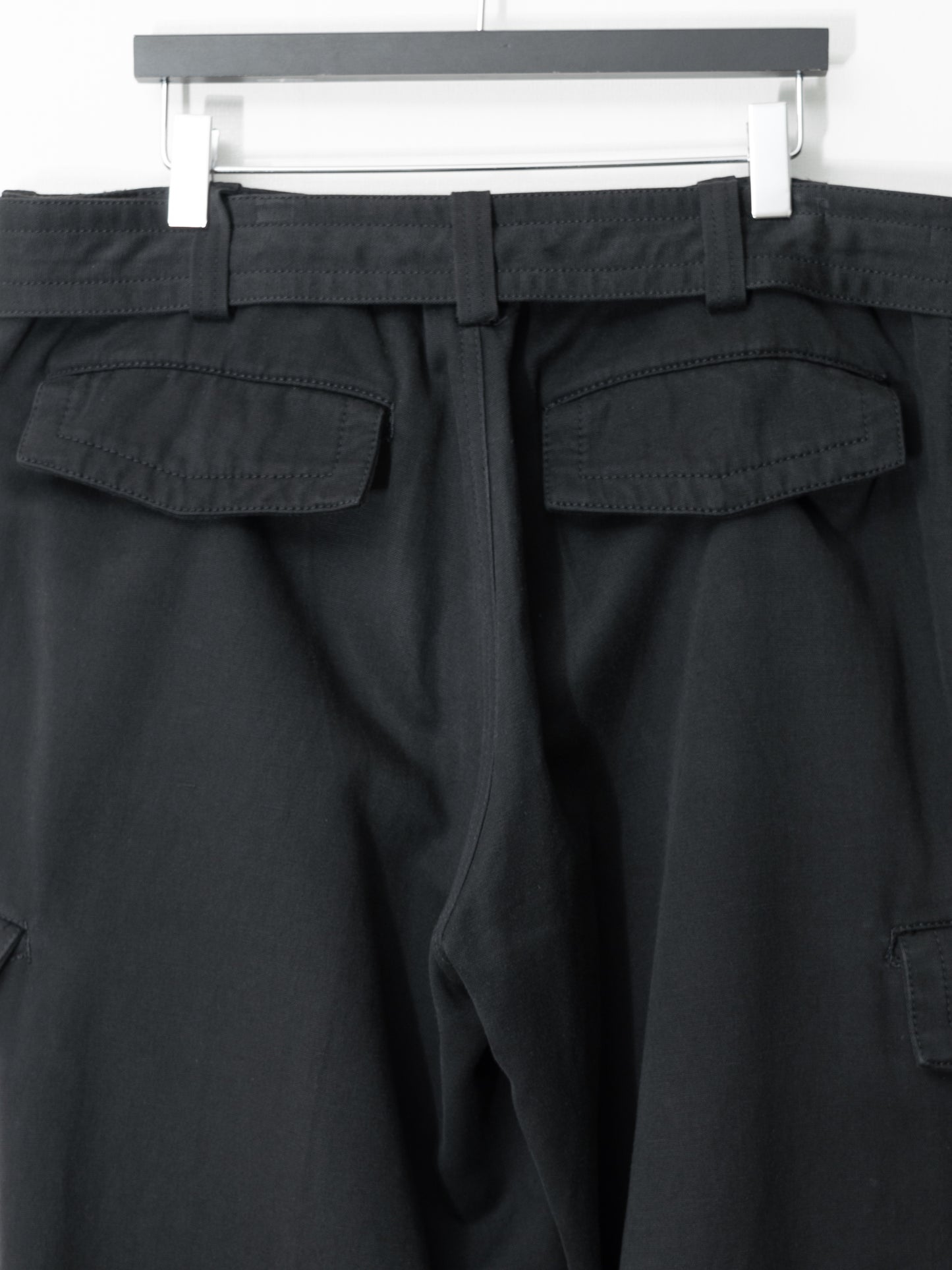 a/w 06 belted cargo pants black ∙ cotton linen rayon silk ∙ small