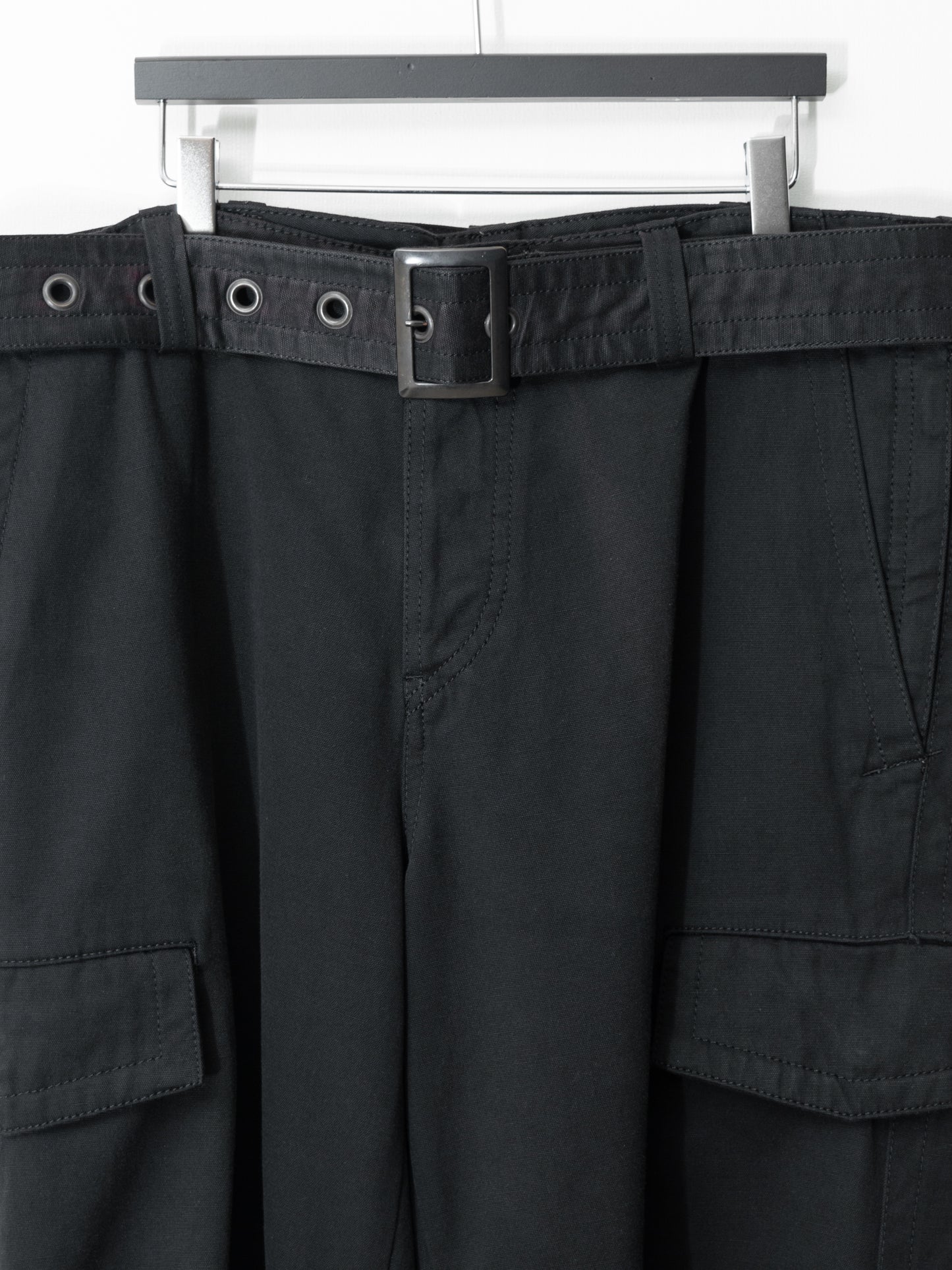 a/w 06 belted cargo pants black ∙ cotton linen rayon silk ∙ small
