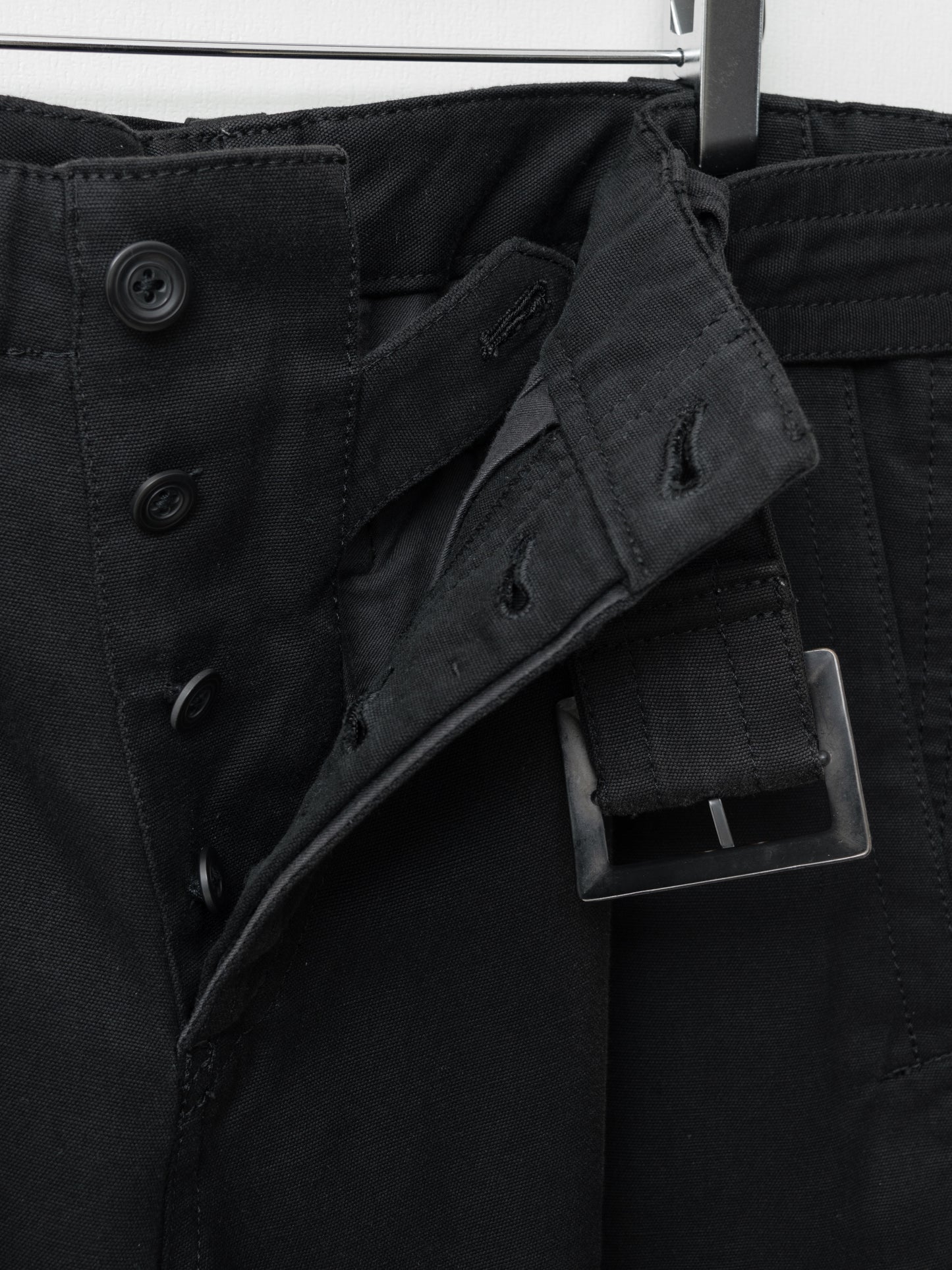a/w 06 belted cargo pants black ∙ cotton linen rayon silk ∙ small