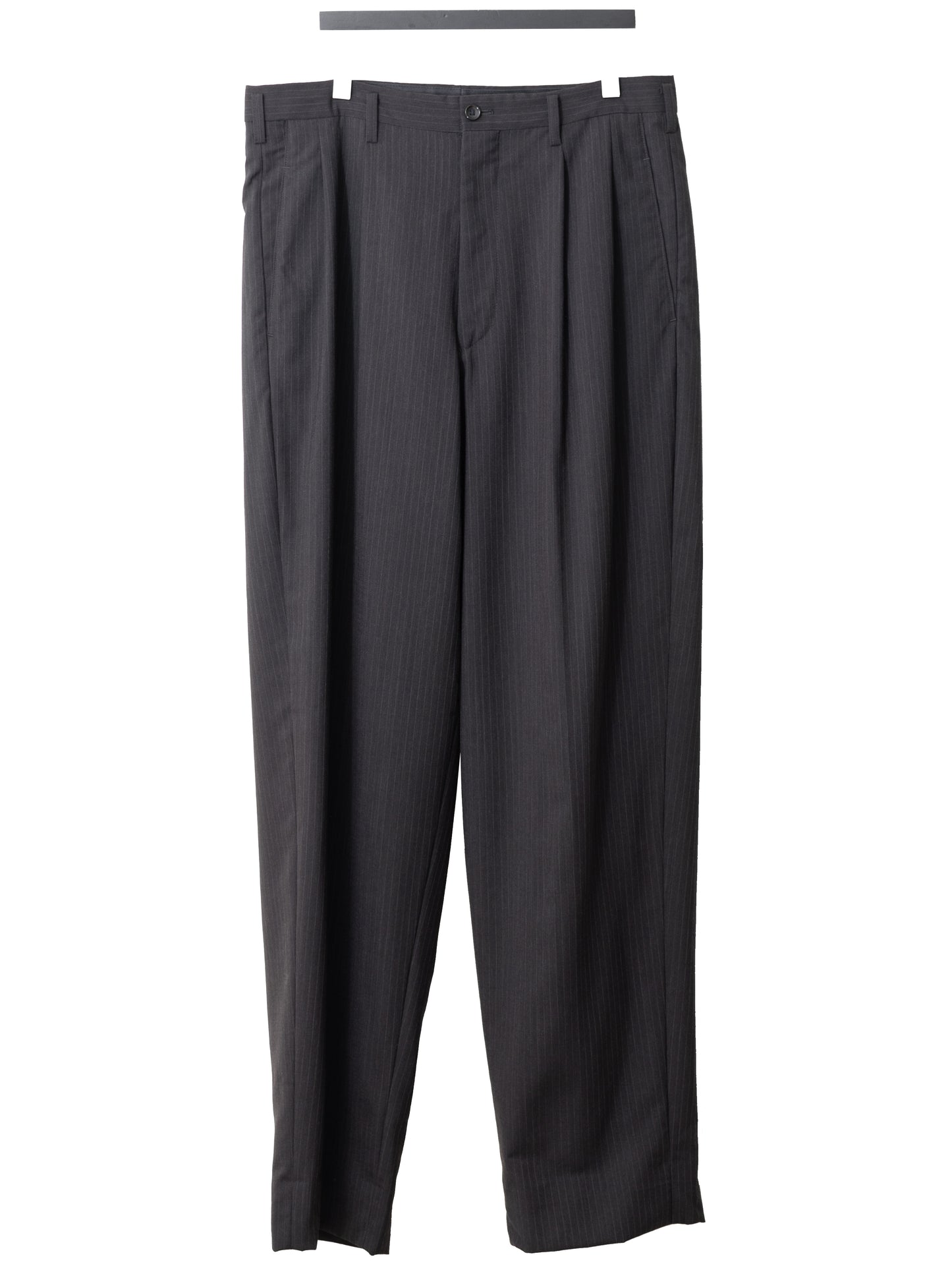 double pleat pinstripe trousers coffee ∙ wool poly ∙ medium