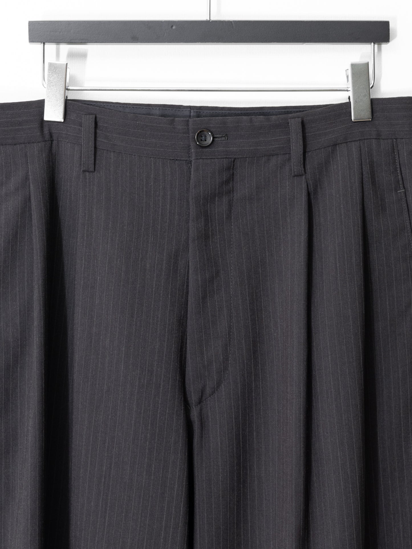 double pleat pinstripe trousers coffee ∙ wool poly ∙ medium